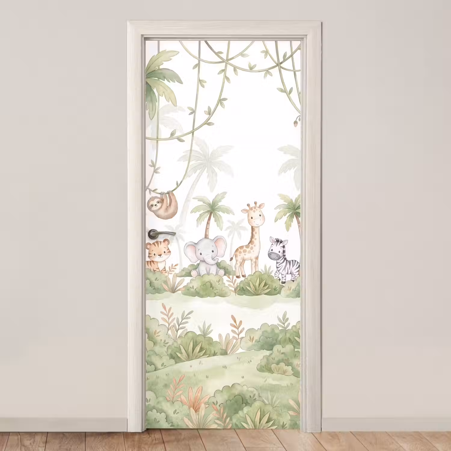 Dieren - Jungle - Pastel deurposter klein -3d_beige