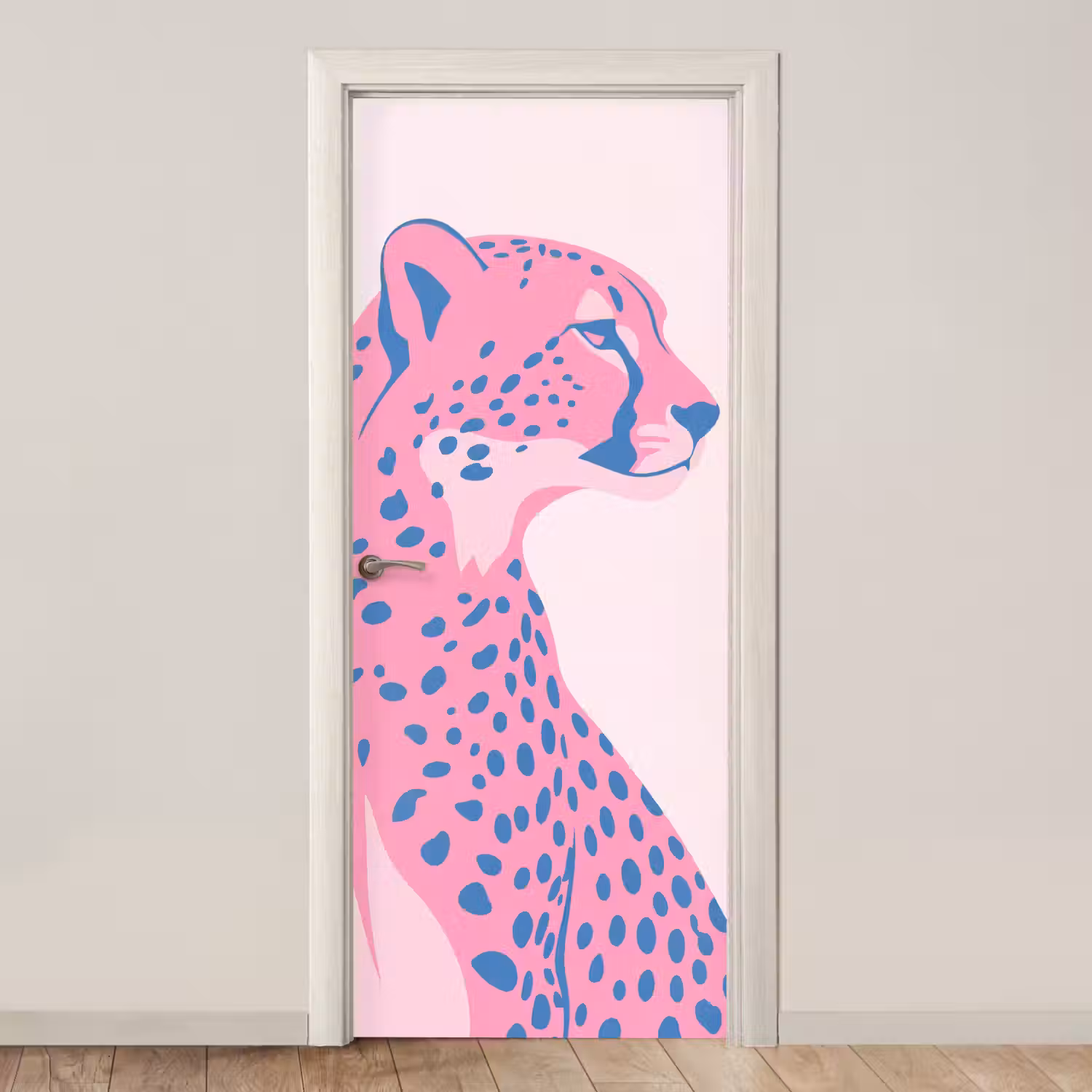 Dieren - Profiel - Abstract - Roze - Blauw deurposter klein -3d_beige