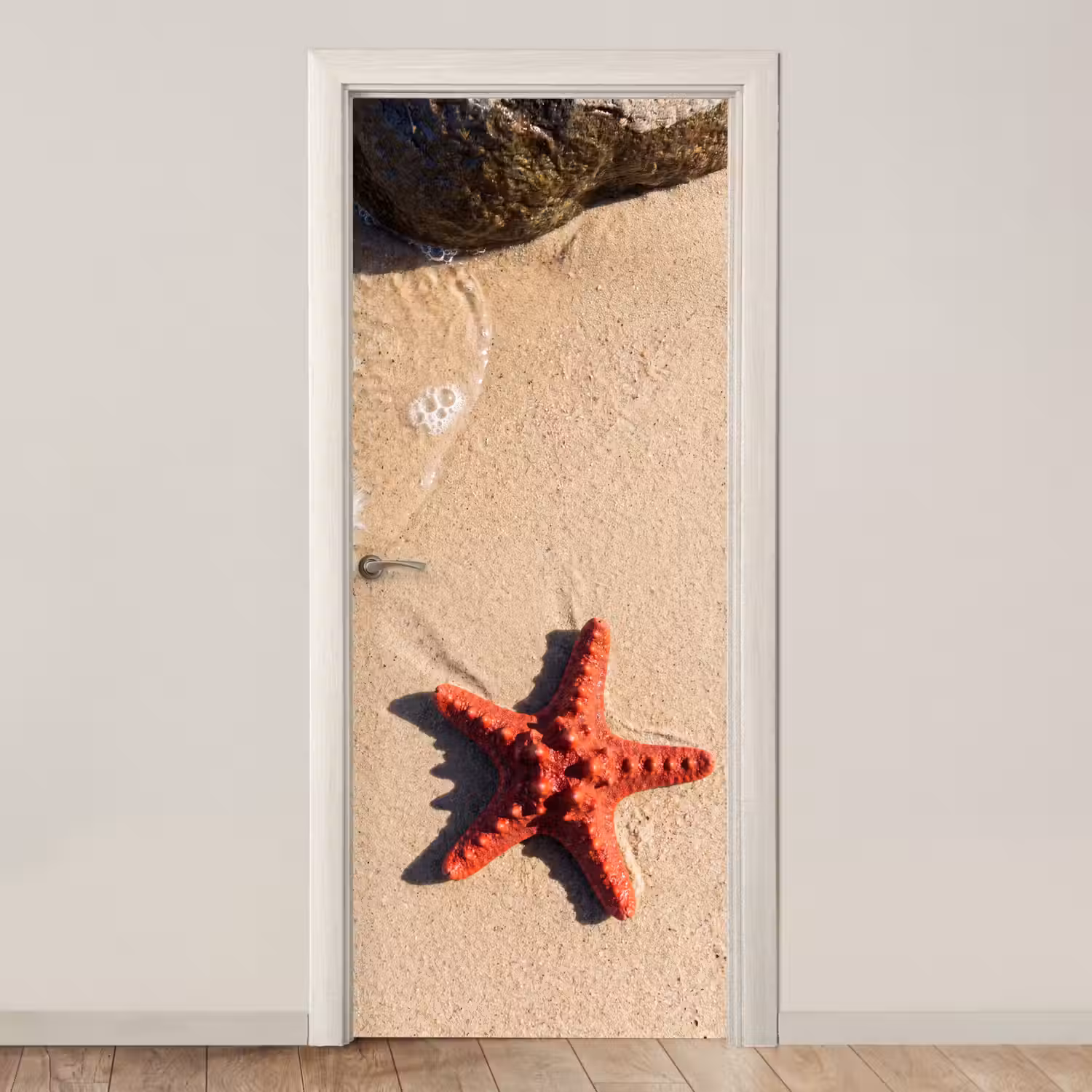 Dieren - Strand - Zee - Natuur - Rood deurposter klein -3d_beige