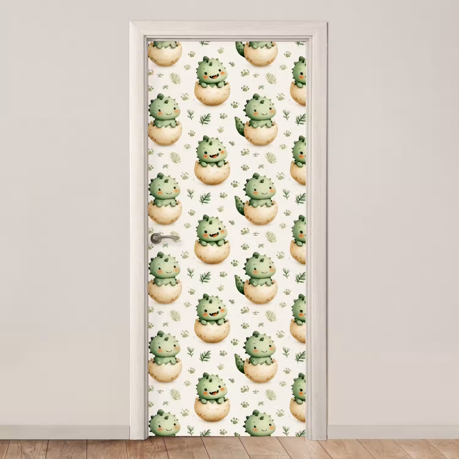 Dino - Eieren - Groen deurposter klein 289 -3d_beige