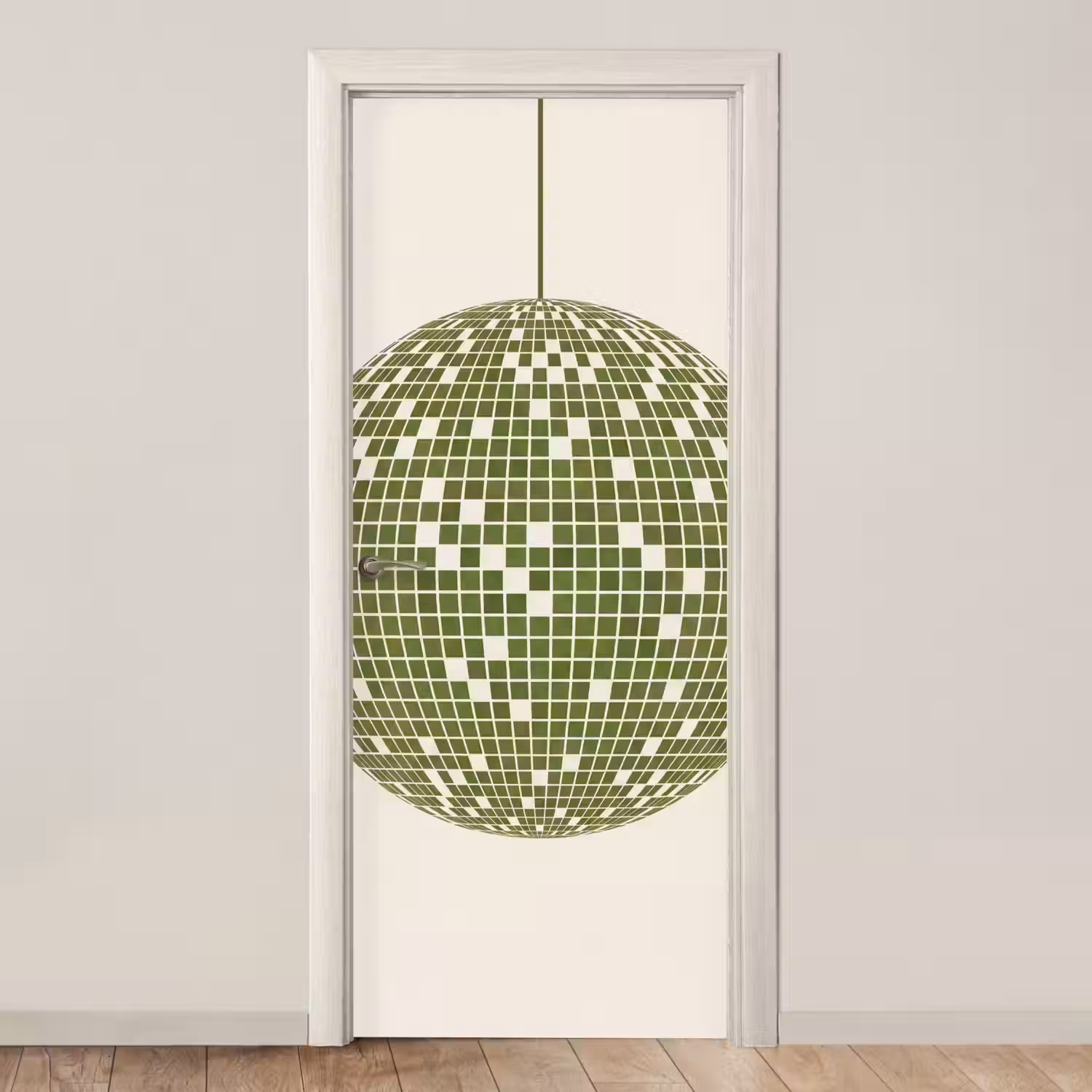 Disco - Bal - Groen - Abstract - Modern deurposter klein -3d_beige