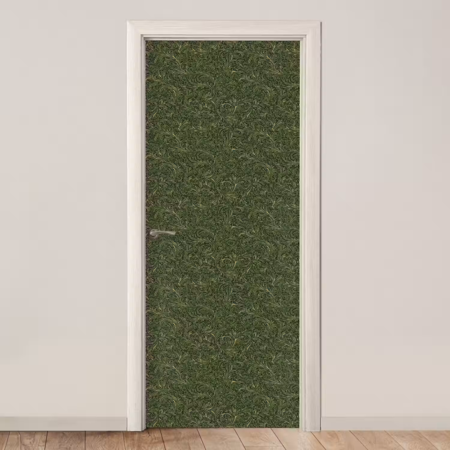 Donker - Groen - Krullend - Botanisch deurposter klein 289 -3d_beige