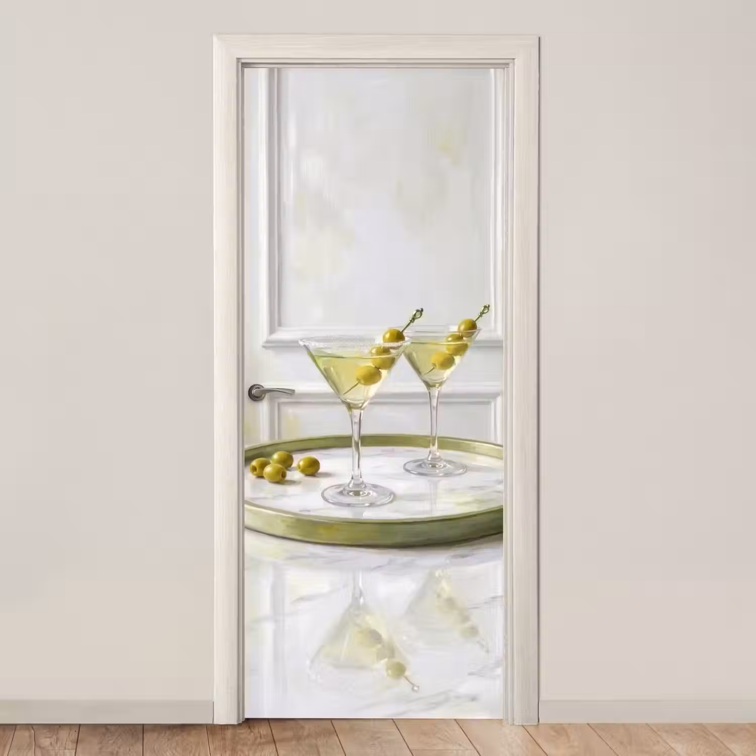 Drank - Martini - Olijven - Modern - Wit deurposter klein -3d_beige