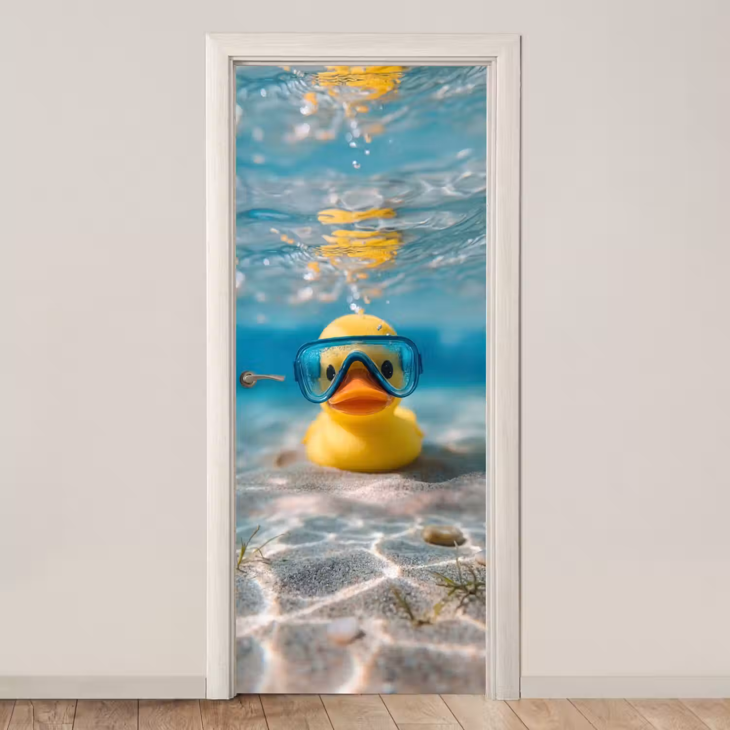 Duikbril - Eend - Water deurposter klein -3d_beige