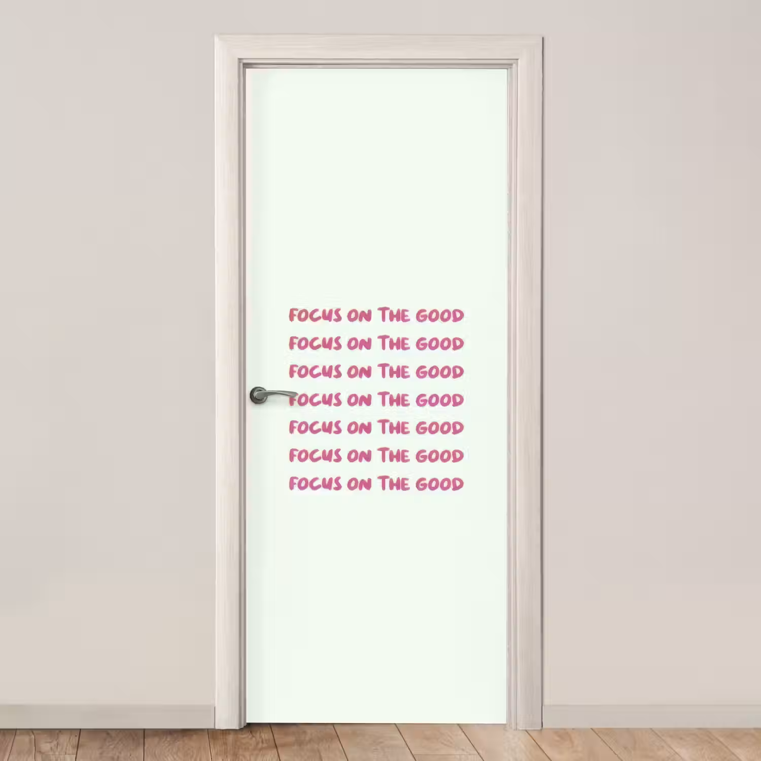 Focus on the good - Roze deurposter klein -3d_beige