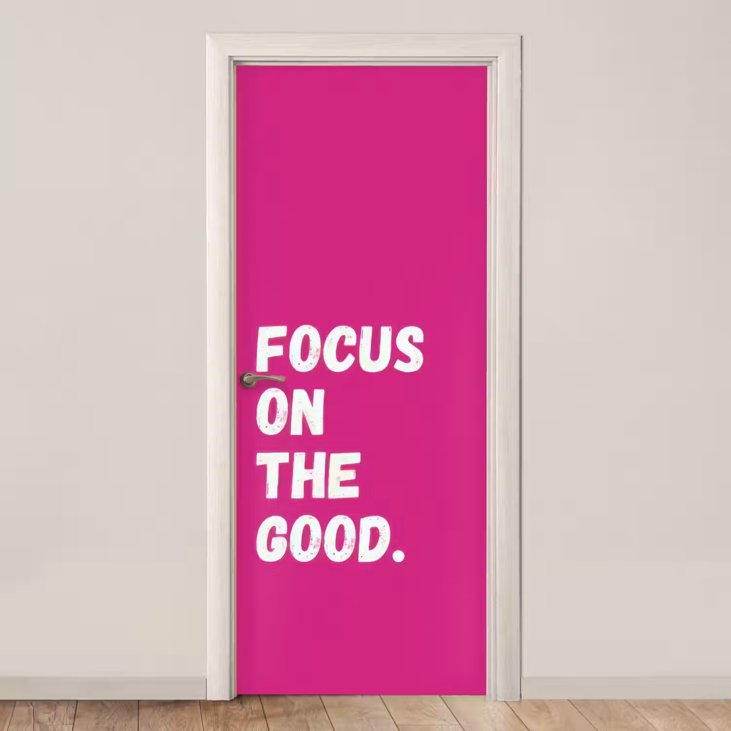 Focus on the good - Roze - Simple deurposter klein -3d_beige