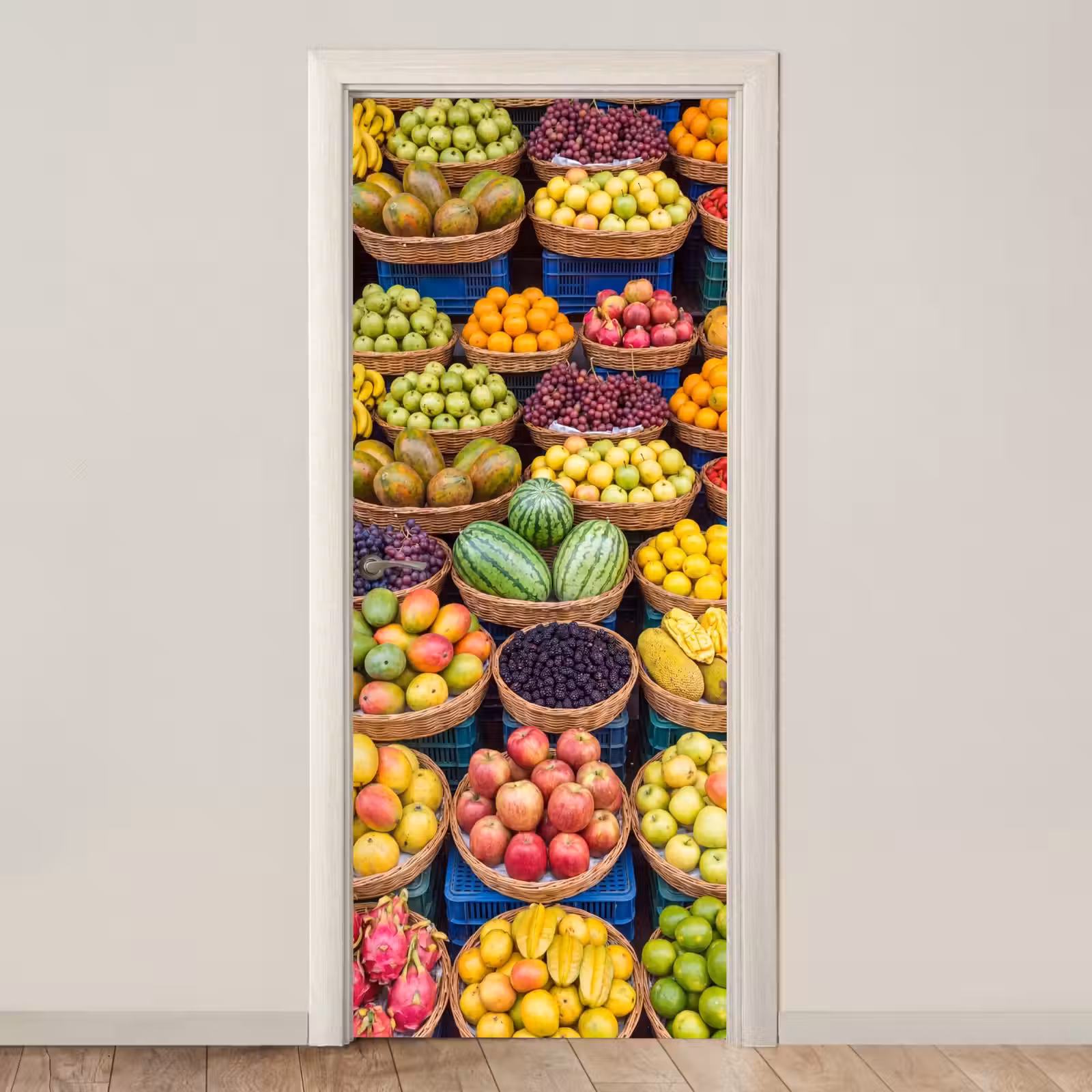 Deursticker - Fruit - Markt - Kleurrijk - Fruit - Markt - Kleurrijk deurposter klein