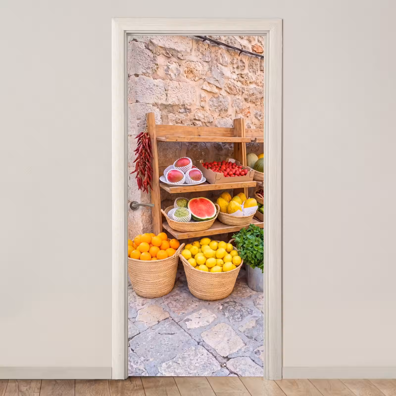 Deursticker - Fruit - Markt - Vers - Fruit - Markt - Vers deurposter klein