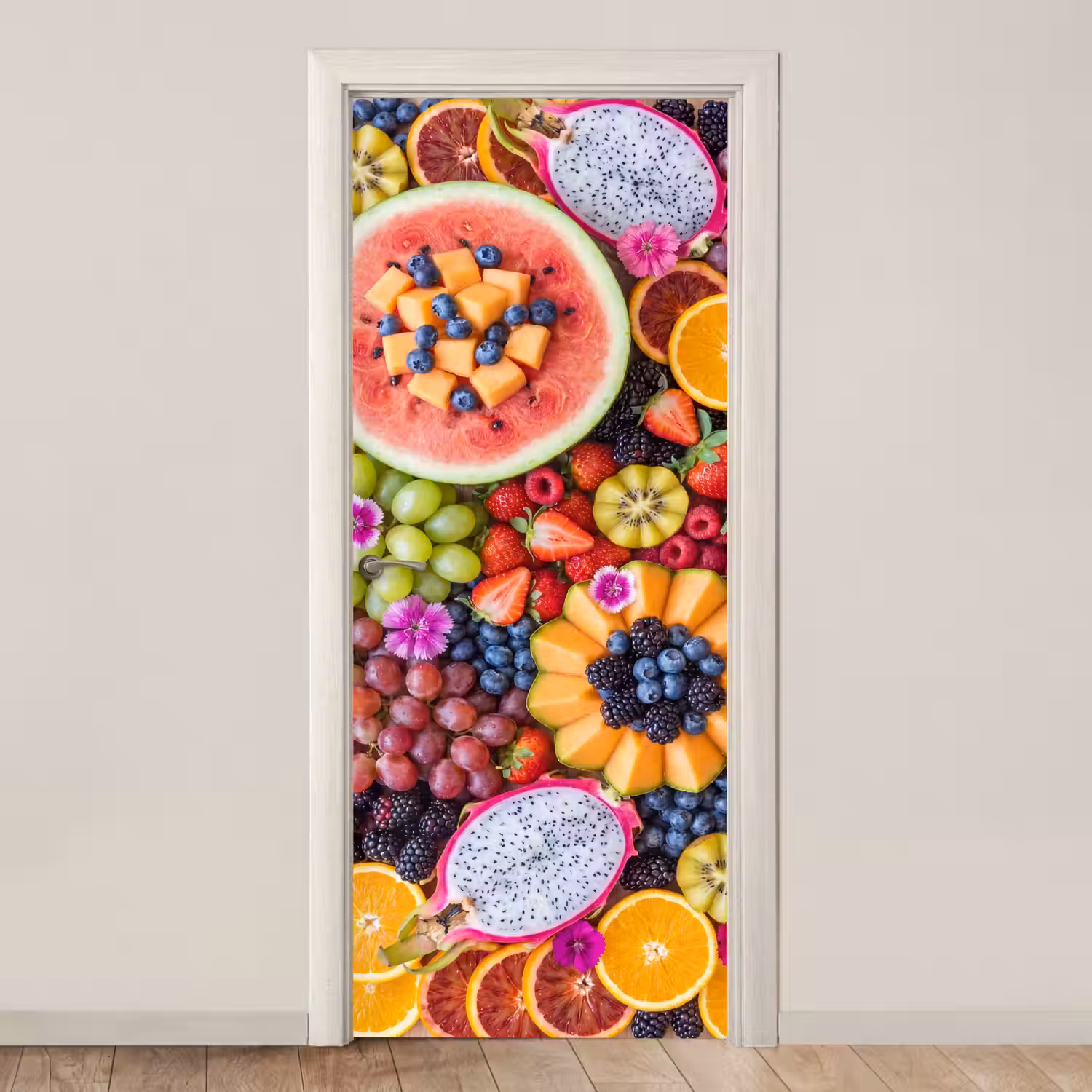 Fruit - Vers - Variatie - Eten - Kleurrijk deurposter klein -3d_beige