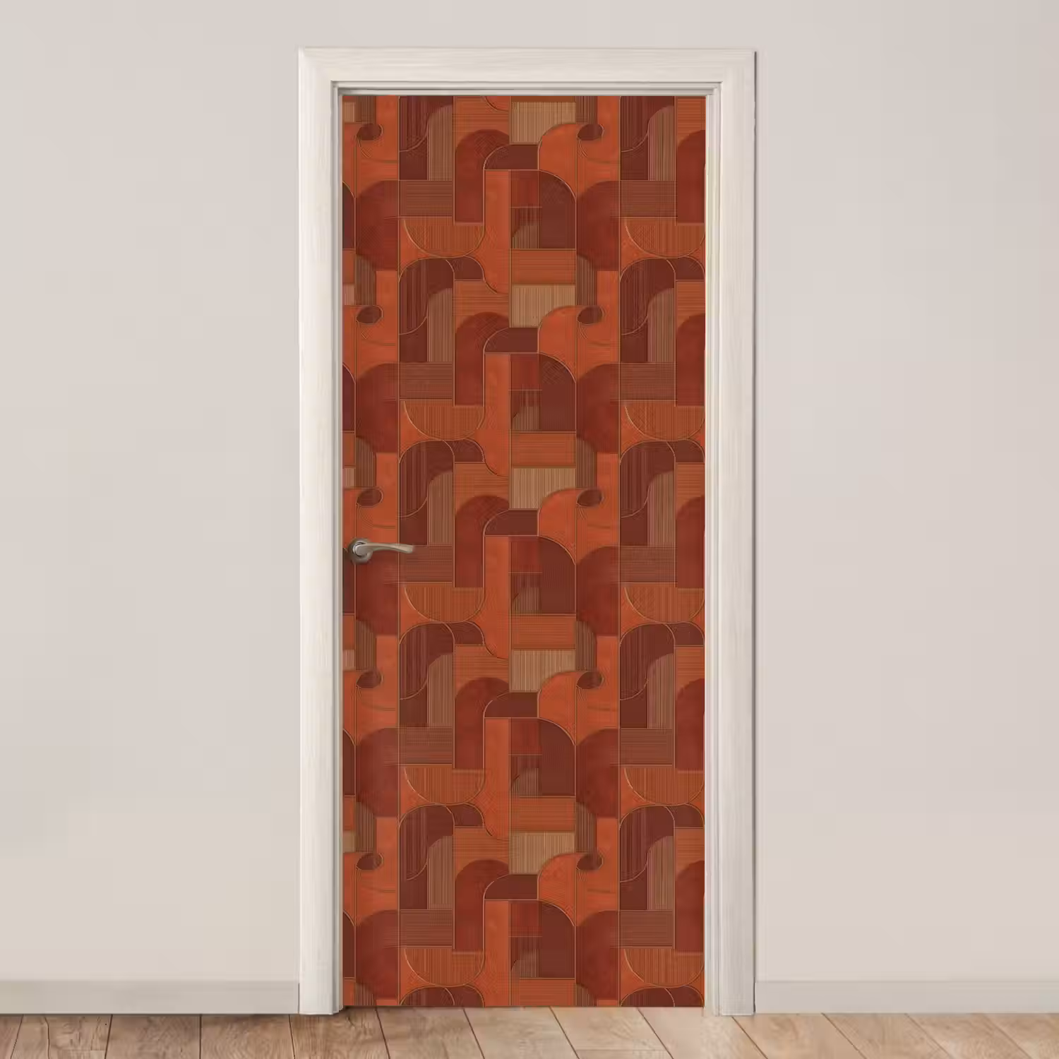 Geometrisch - Abstract - Textuur - Bruin deurposter klein 289 -3d_beige