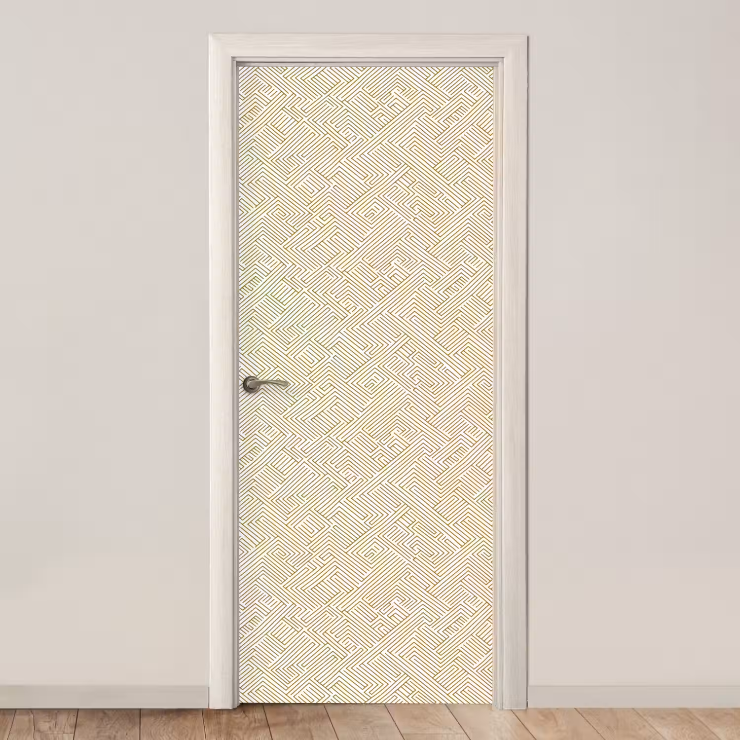 Geometrisch - Lijnen - Groen deurposter klein 289 -3d_beige