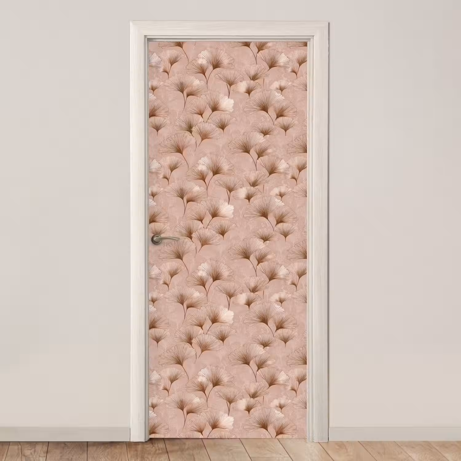 Ginkgo - Patroon - Roze deurposter klein 289 -3d_beige