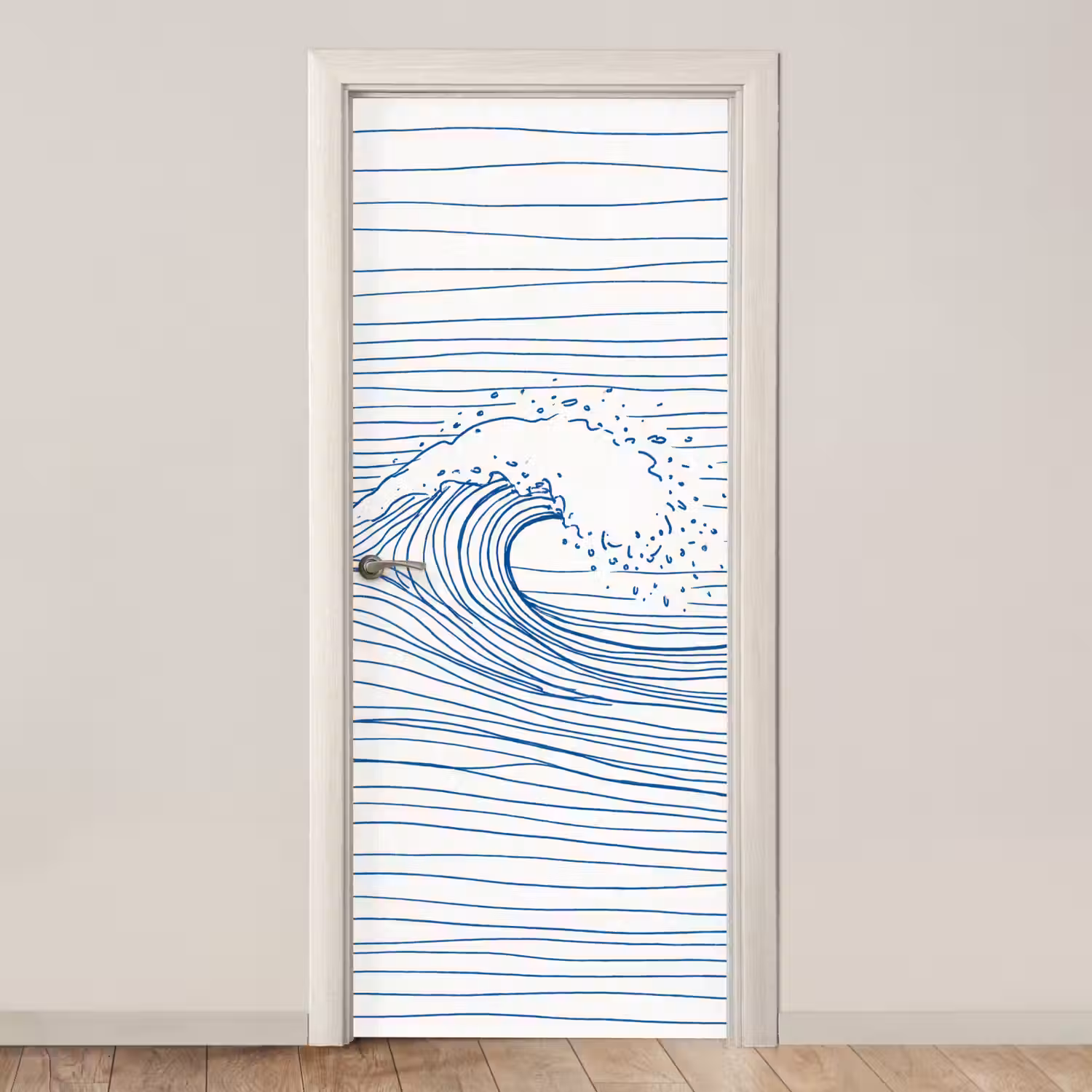 Golf - Brekende - Natuur - Minimalistisch - Blauw deurposter klein -3d_beige