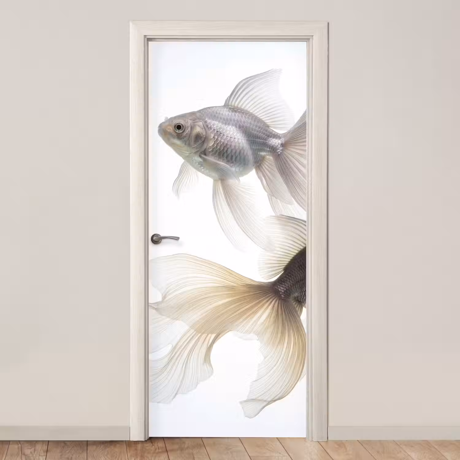 Goudvissen - Modern - Wit deurposter klein -3d_beige