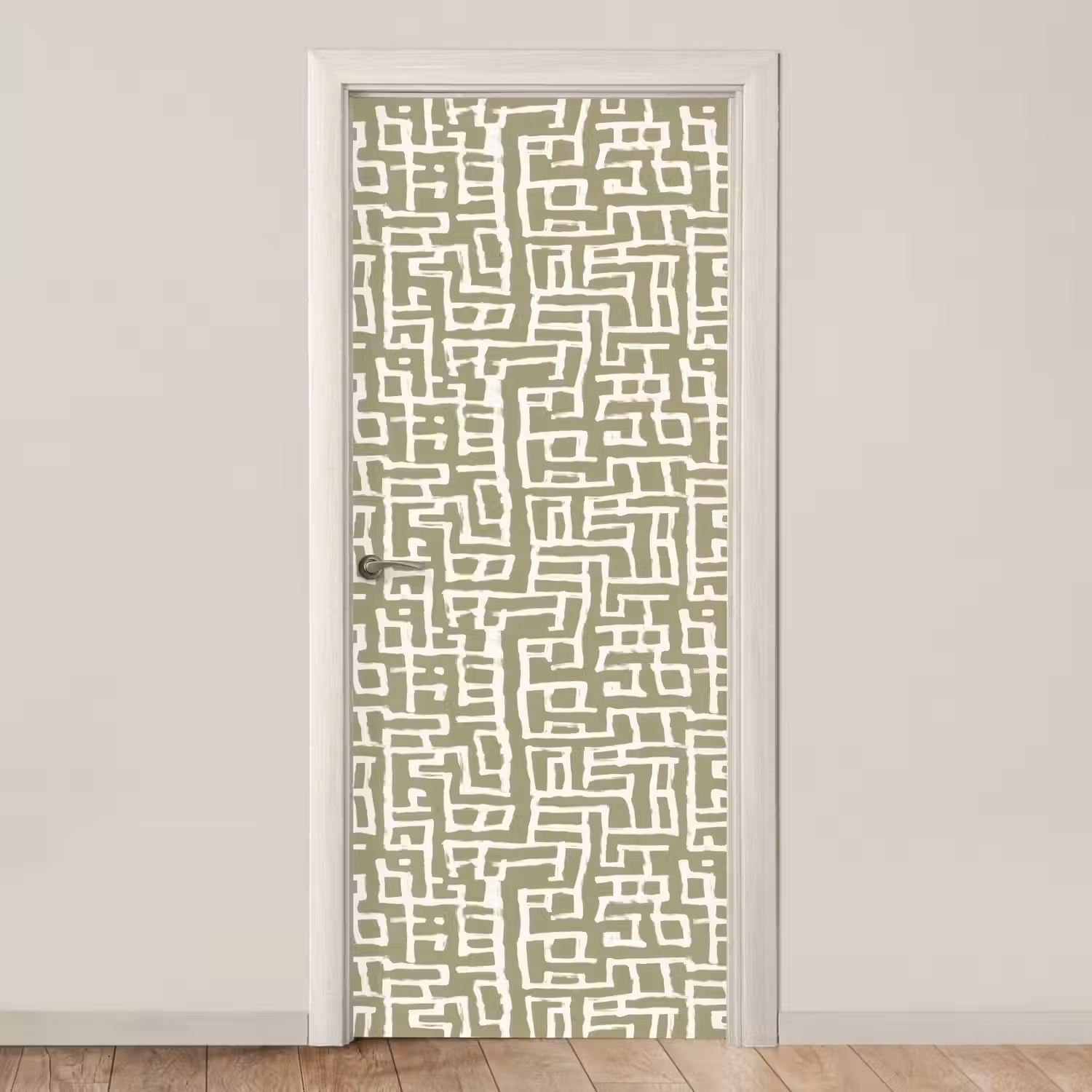 Grafisch - Patroon - Groen deurposter klein 289 -3d_beige