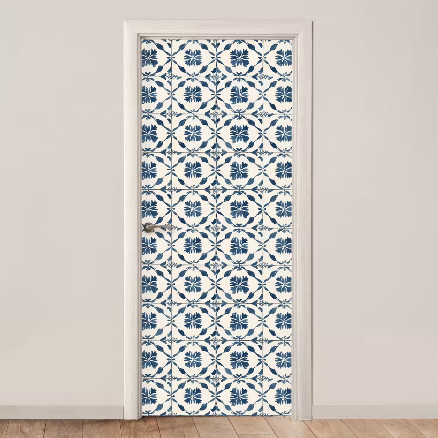 Grafisch - Tegel - Blauw deurposter klein 289 -3d_beige