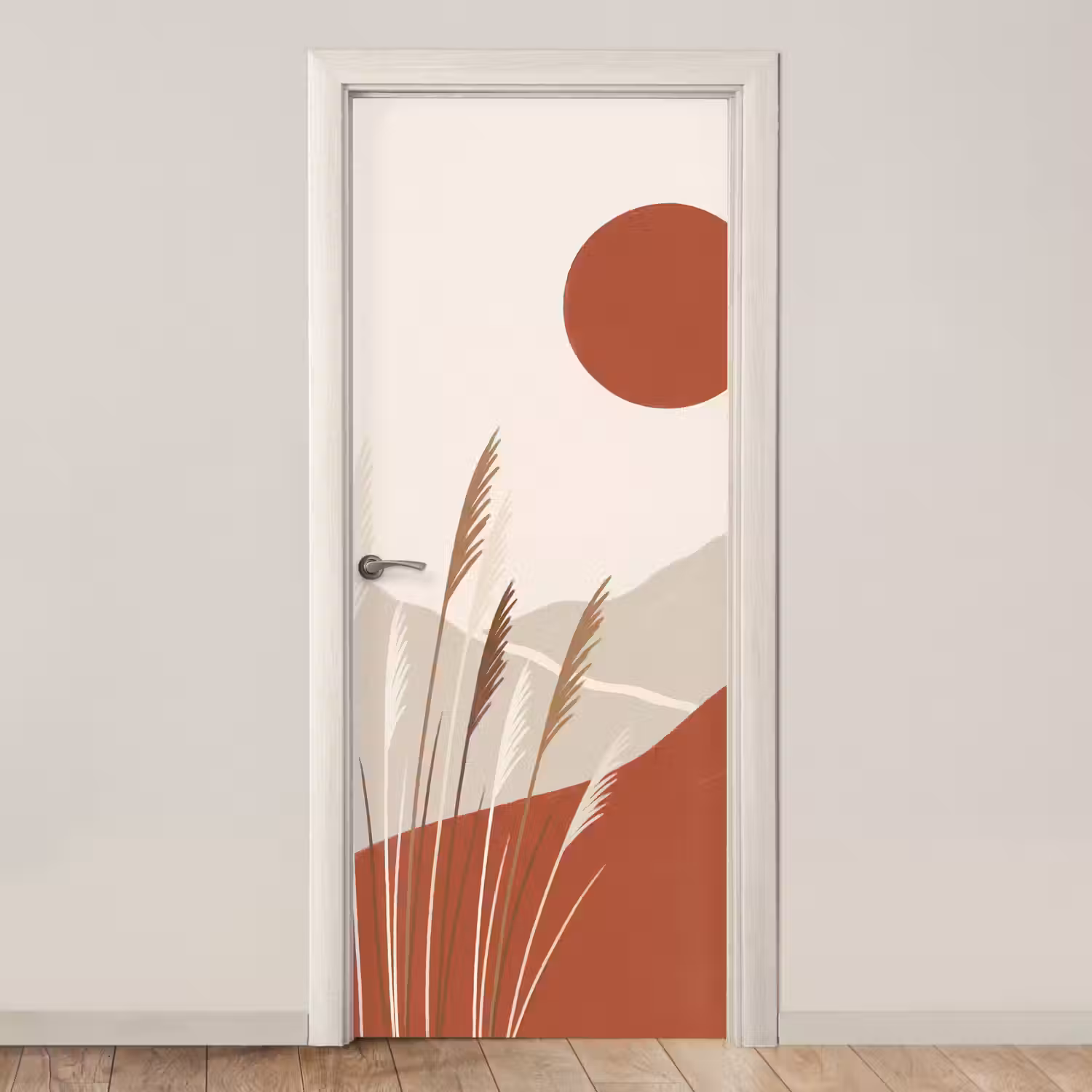 Gras - Landschap - Natuur - Abstract - Beige deurposter klein -3d_beige