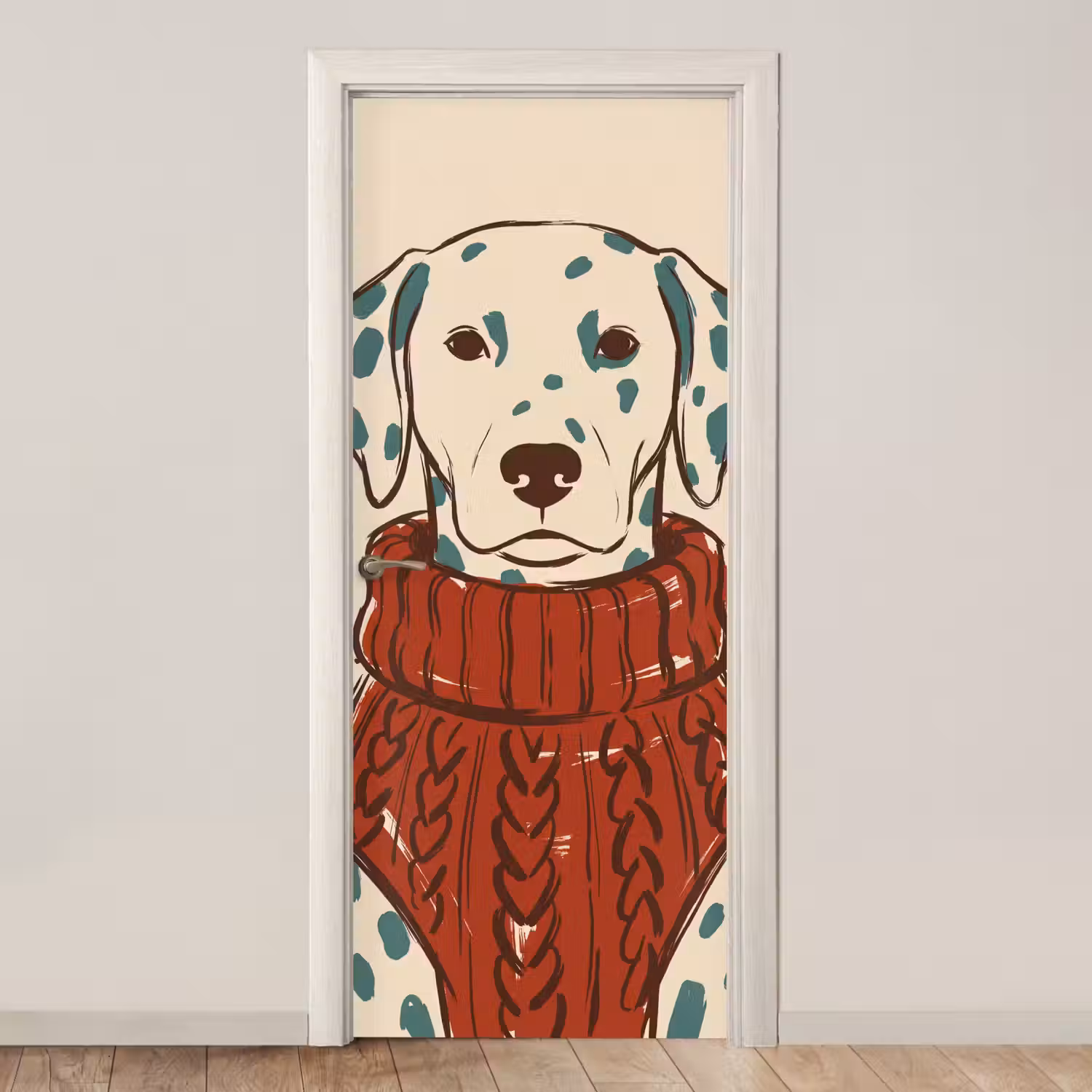 Hond - Trui - Winter - Dieren - Rood deurposter klein -3d_beige