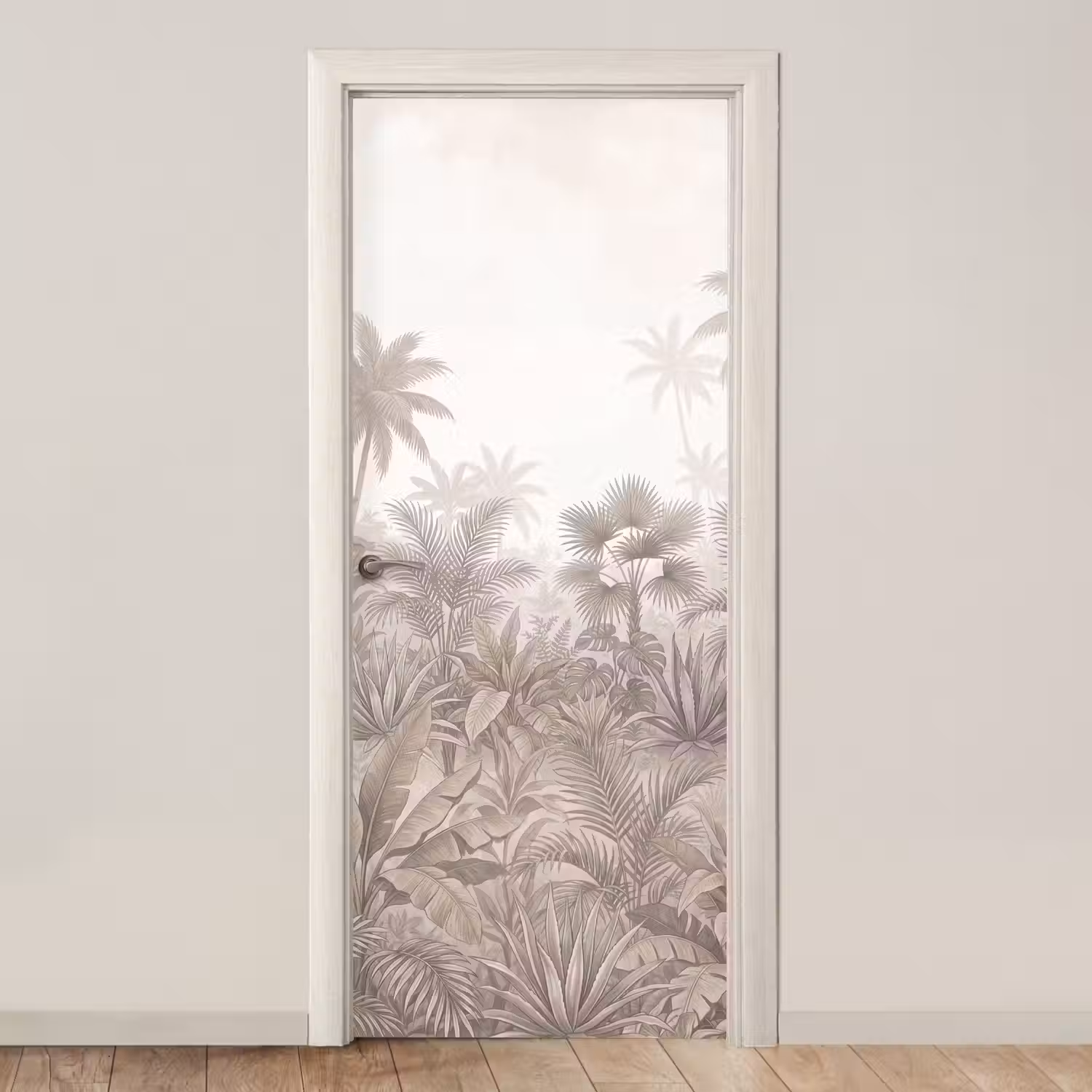 Jungle - Tropisch - Natuur -Vintage - Beige deurposter klein -3d_beige