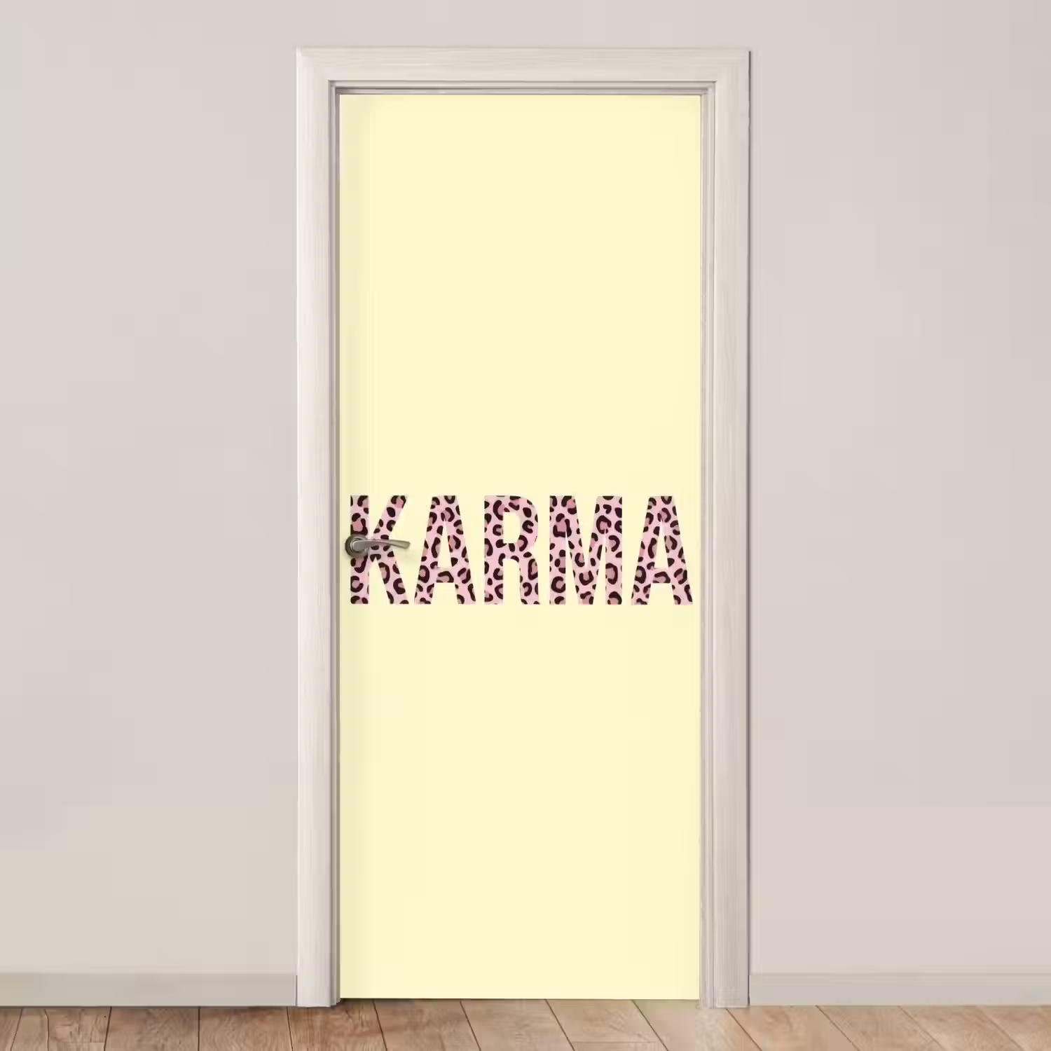 Karma - Luipaardprint - Geel deurposter klein -3d_beige