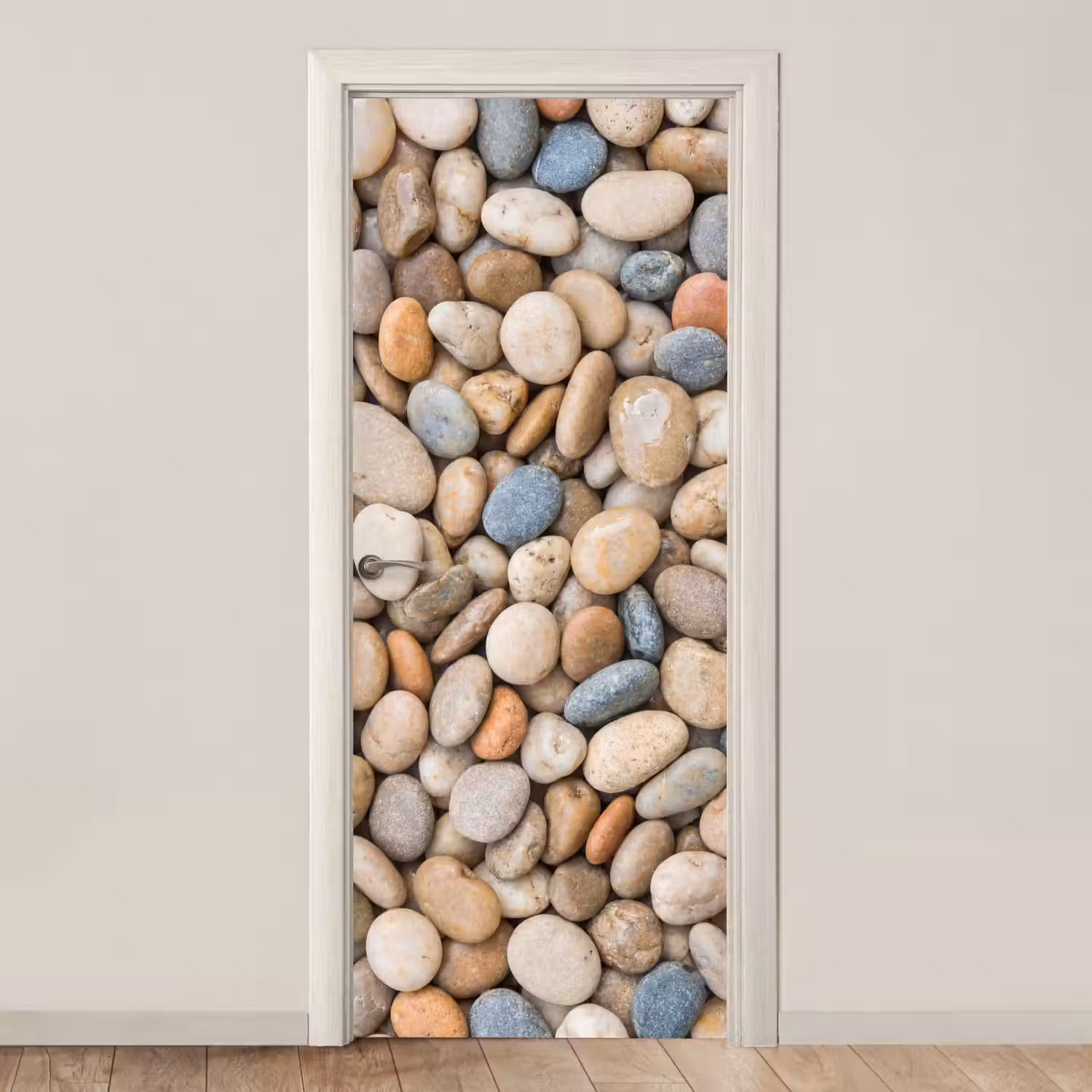 Kiezelstenen - Natuur - Textuur - Beige - Grijs deurposter klein -3d_beige