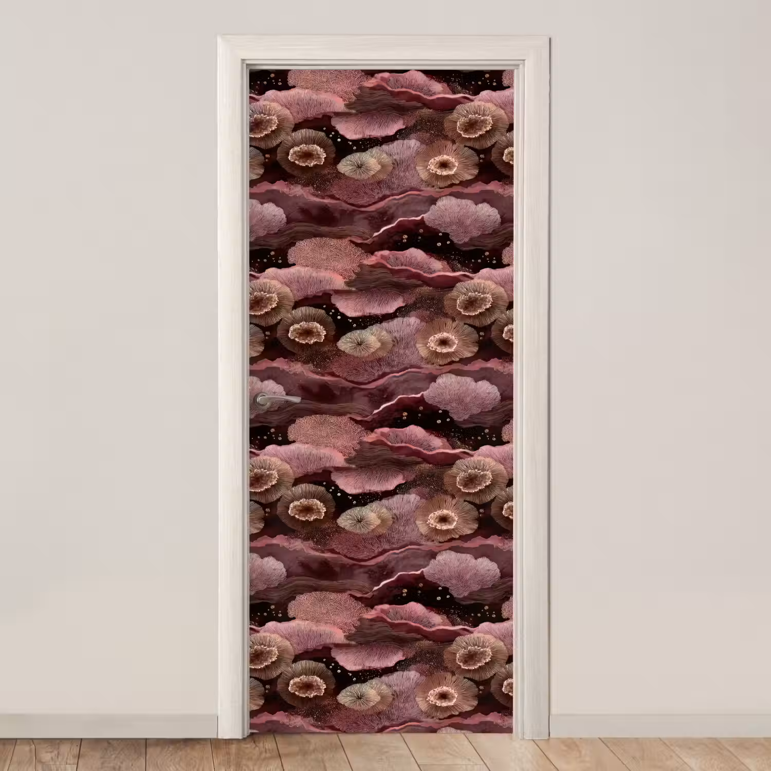 Koraal - Organisch - Roze deurposter klein 289 -3d_beige