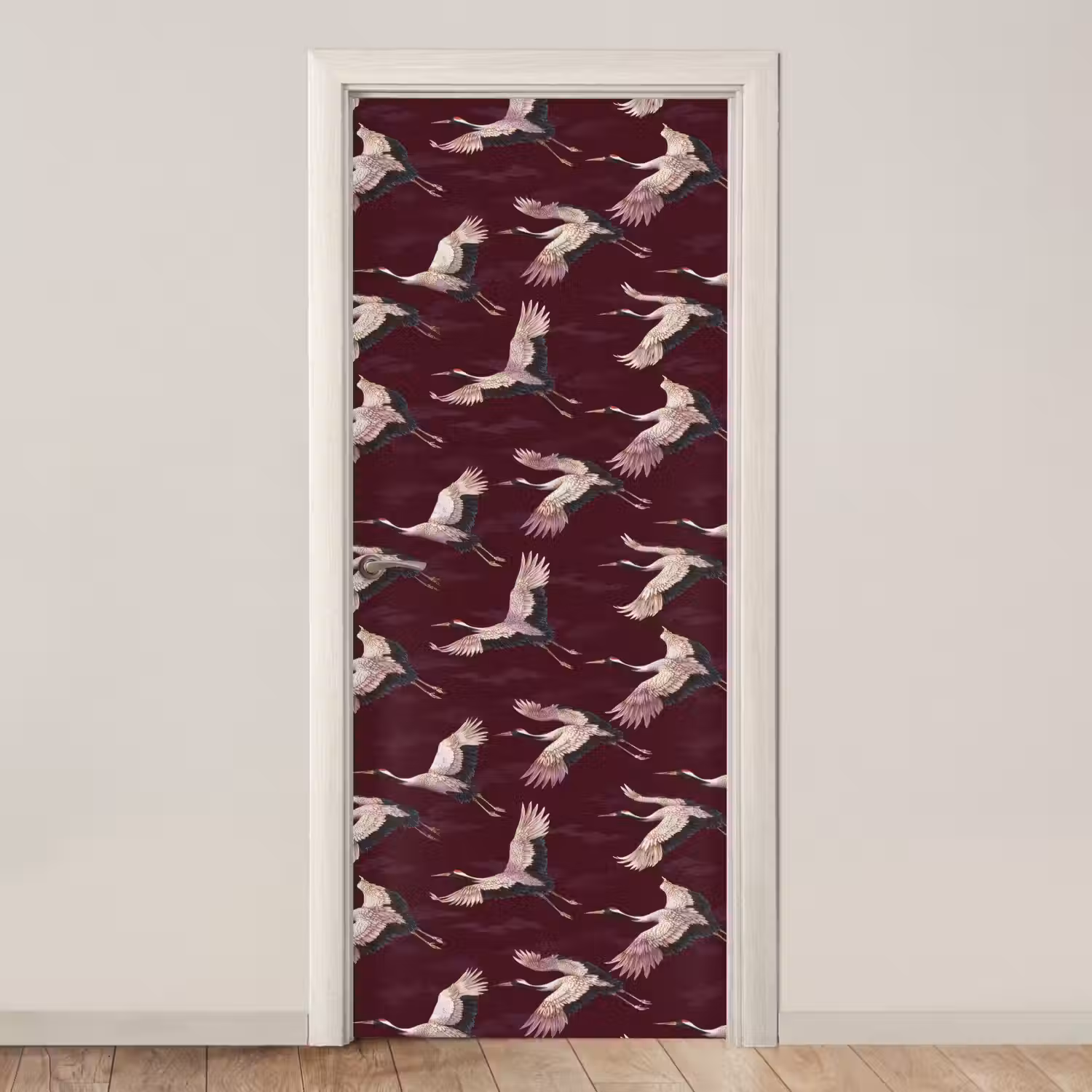 Kraanvogels - Klassiek - Bordeaux deurposter klein 289 -3d_beige