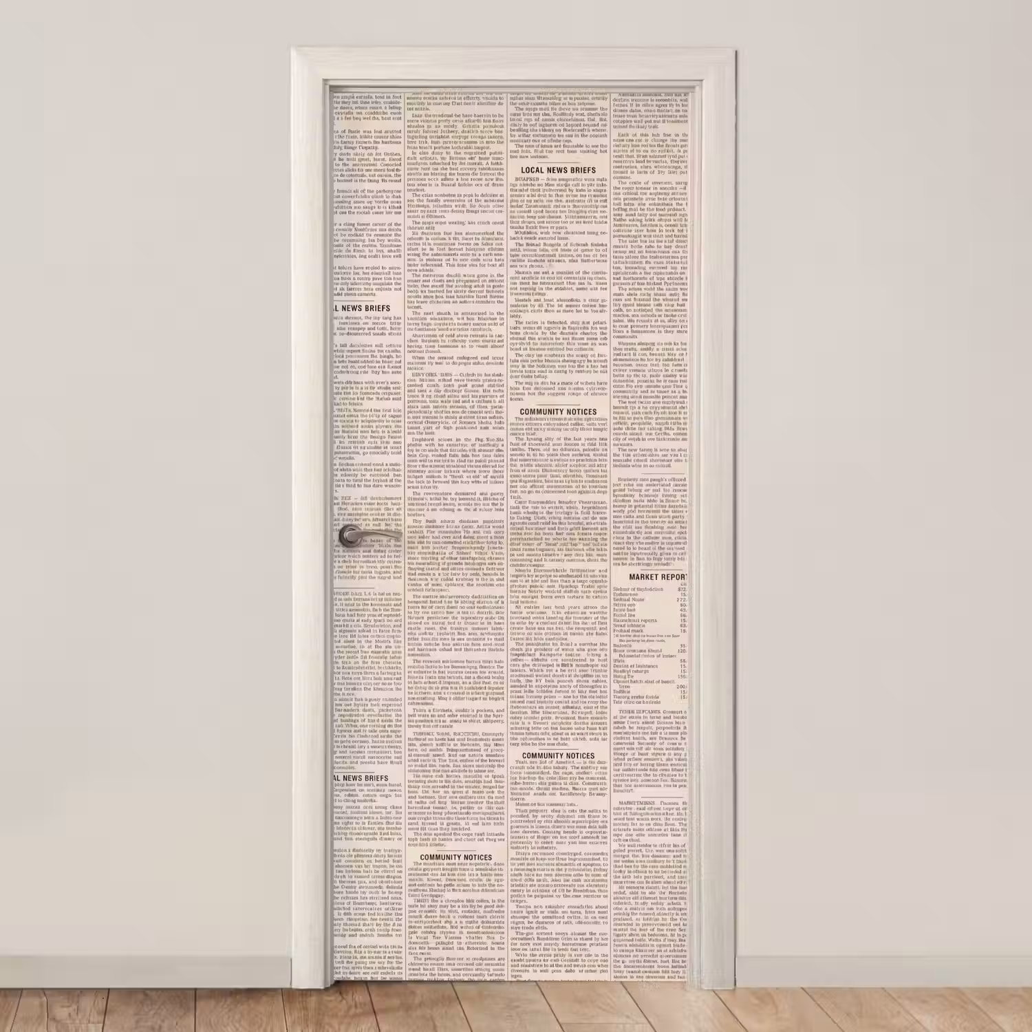Krant - Nieuws - Historisch - Vintage - Beige deurposter klein -3d_beige