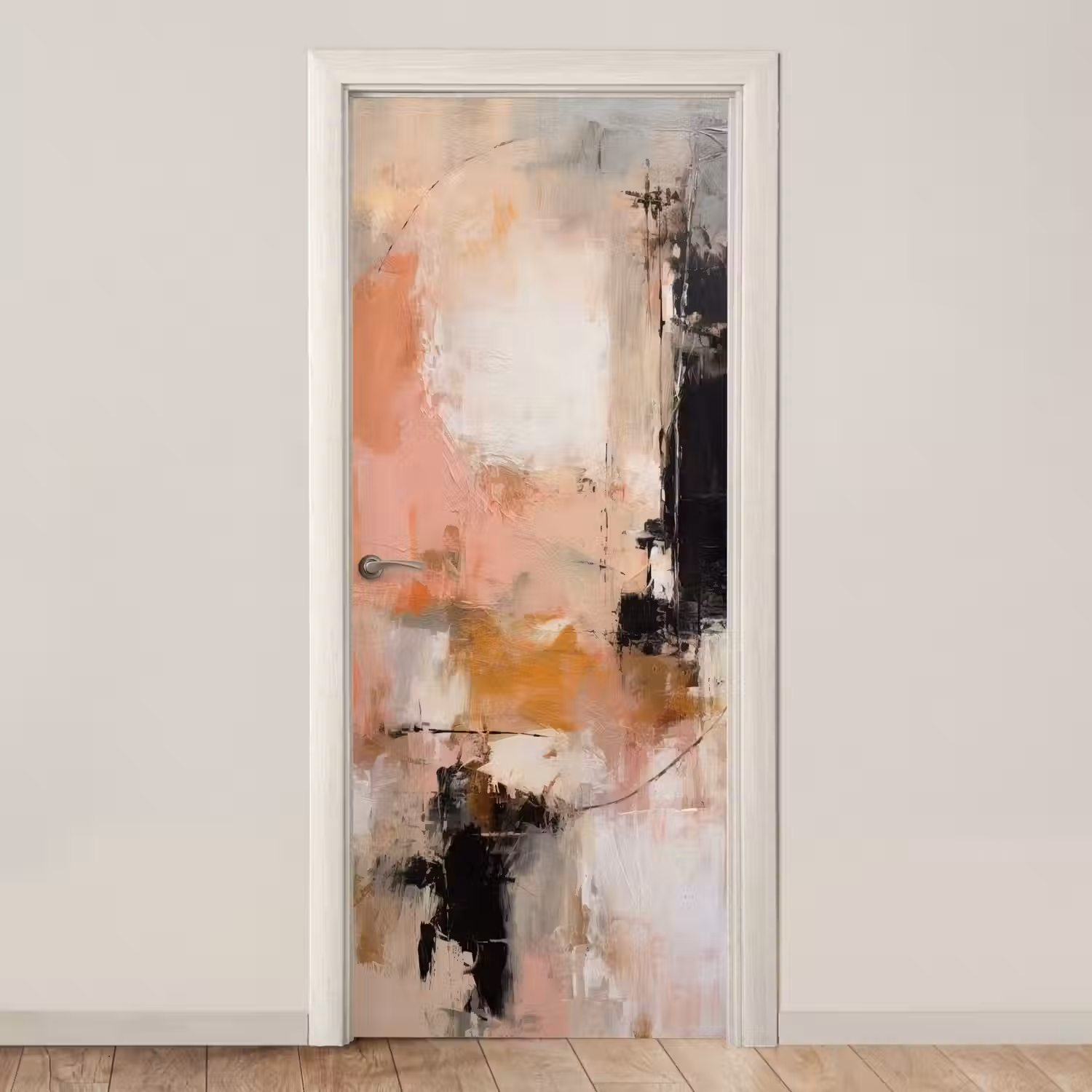 Kunst - Abstract - Beige - Verf deurposter klein -3d_beige