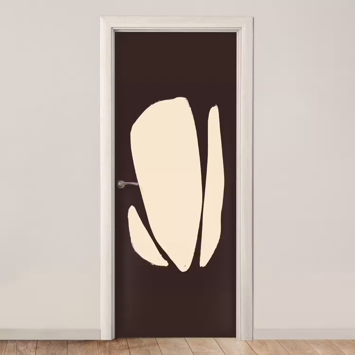 Kunst - Modern - Bruin - Abstract deurposter klein -3d_beige
