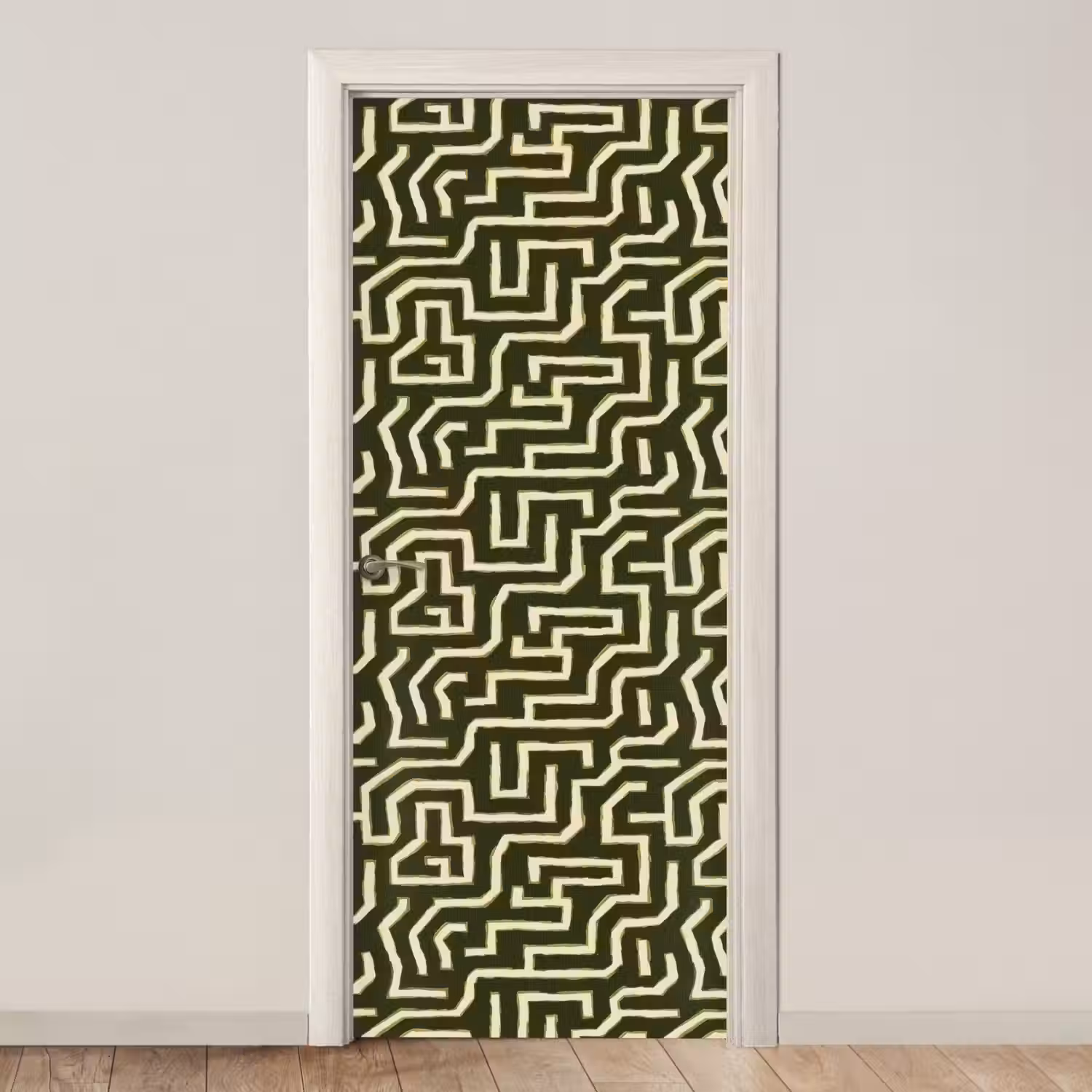 Lijnen - Abstract - Groen deurposter klein 289 -3d_beige