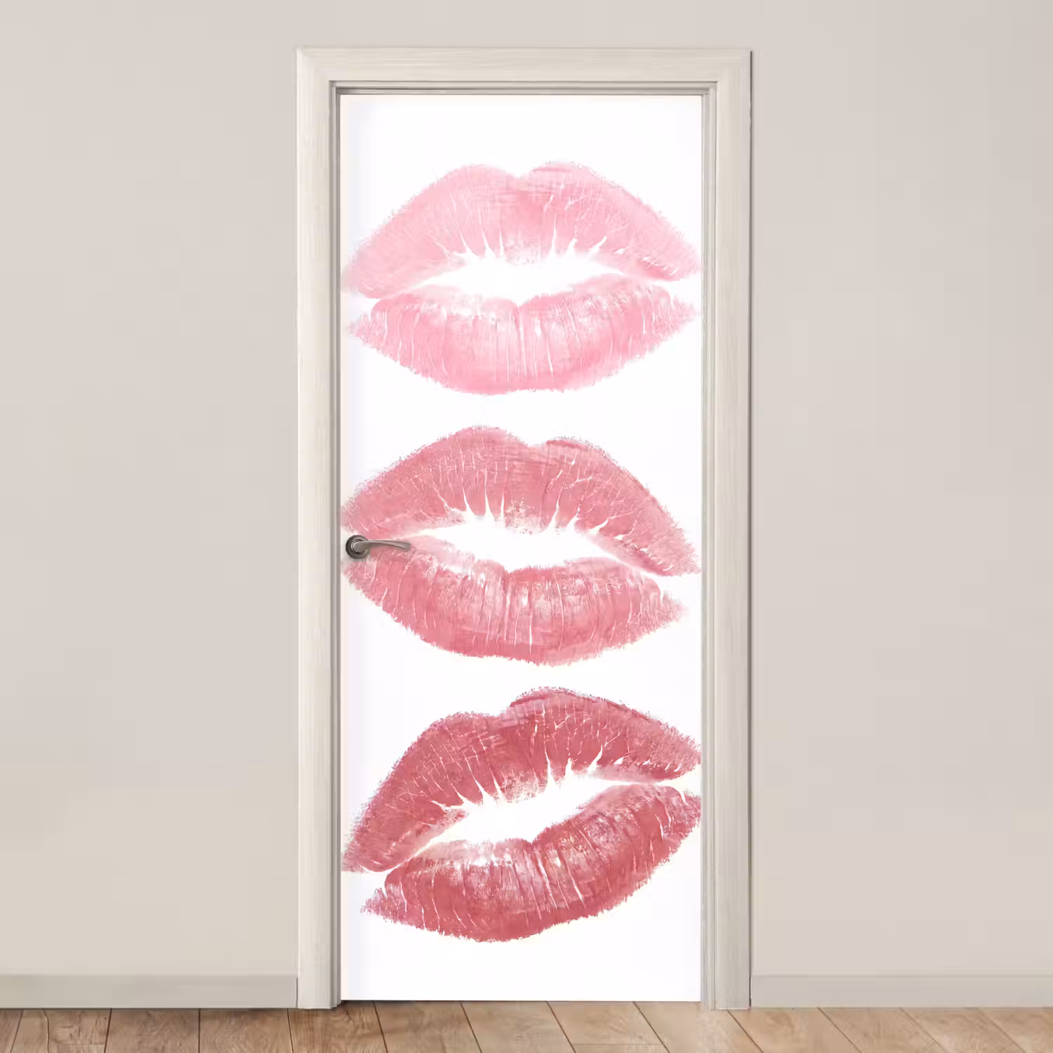 Lippen - Kusafdruk - Roze - Modern - Abstract deurposter klein -3d_beige