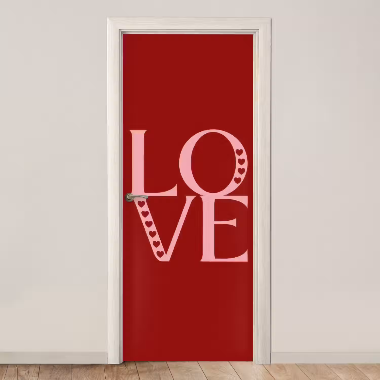 Love - Rood - Hatjes deurposter klein -3d_beige