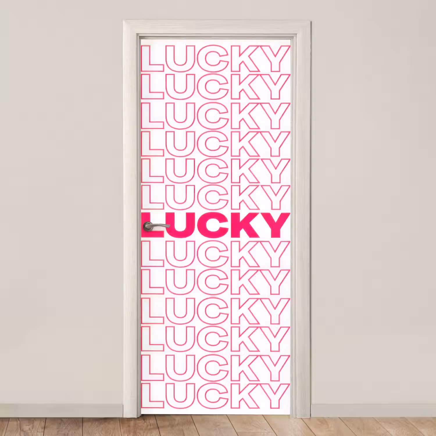 Lucky - Roze - Patroon deurposter klein -3d_beige