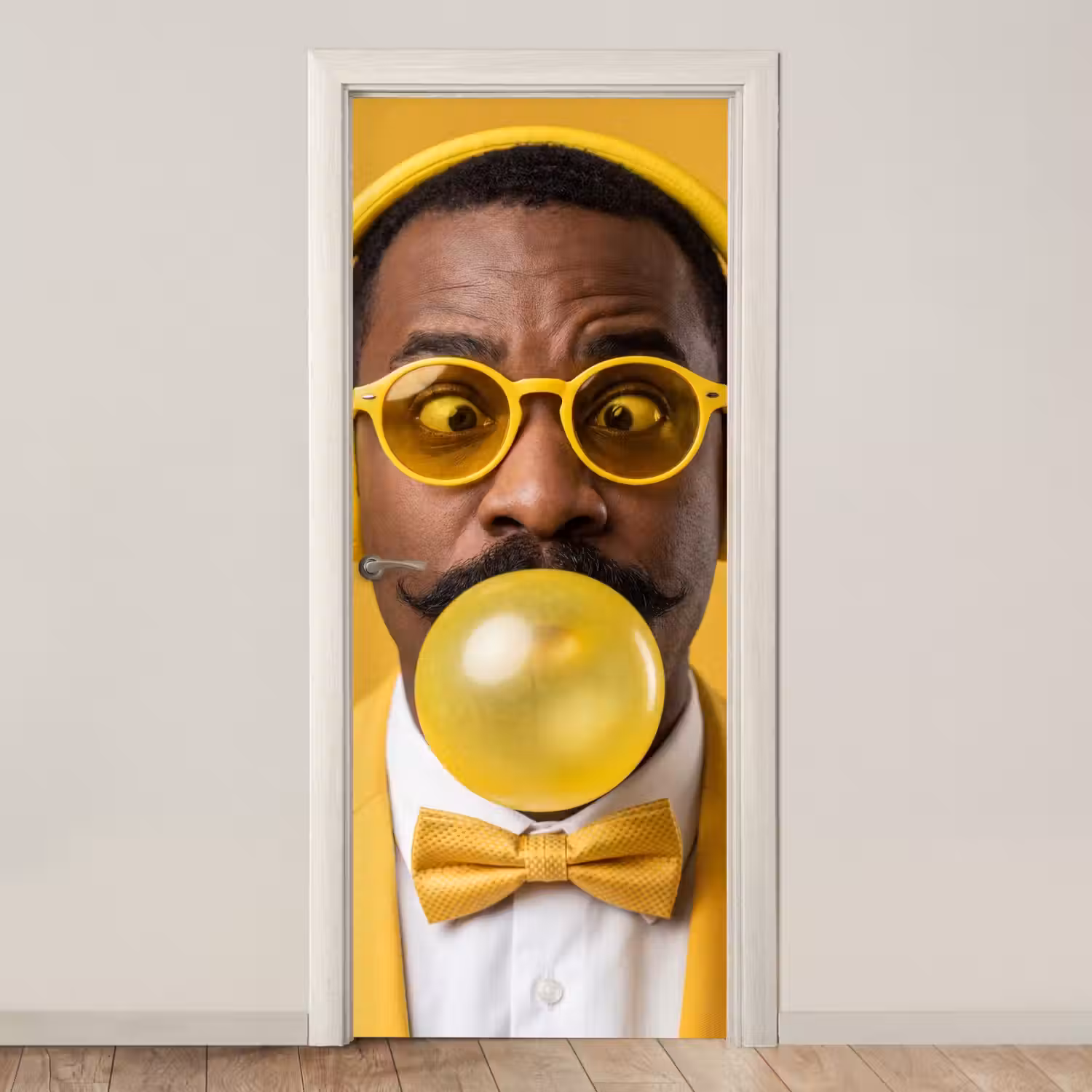 Man - Bubblegum - Portret - Geel - Modern deurposter klein -3d_beige