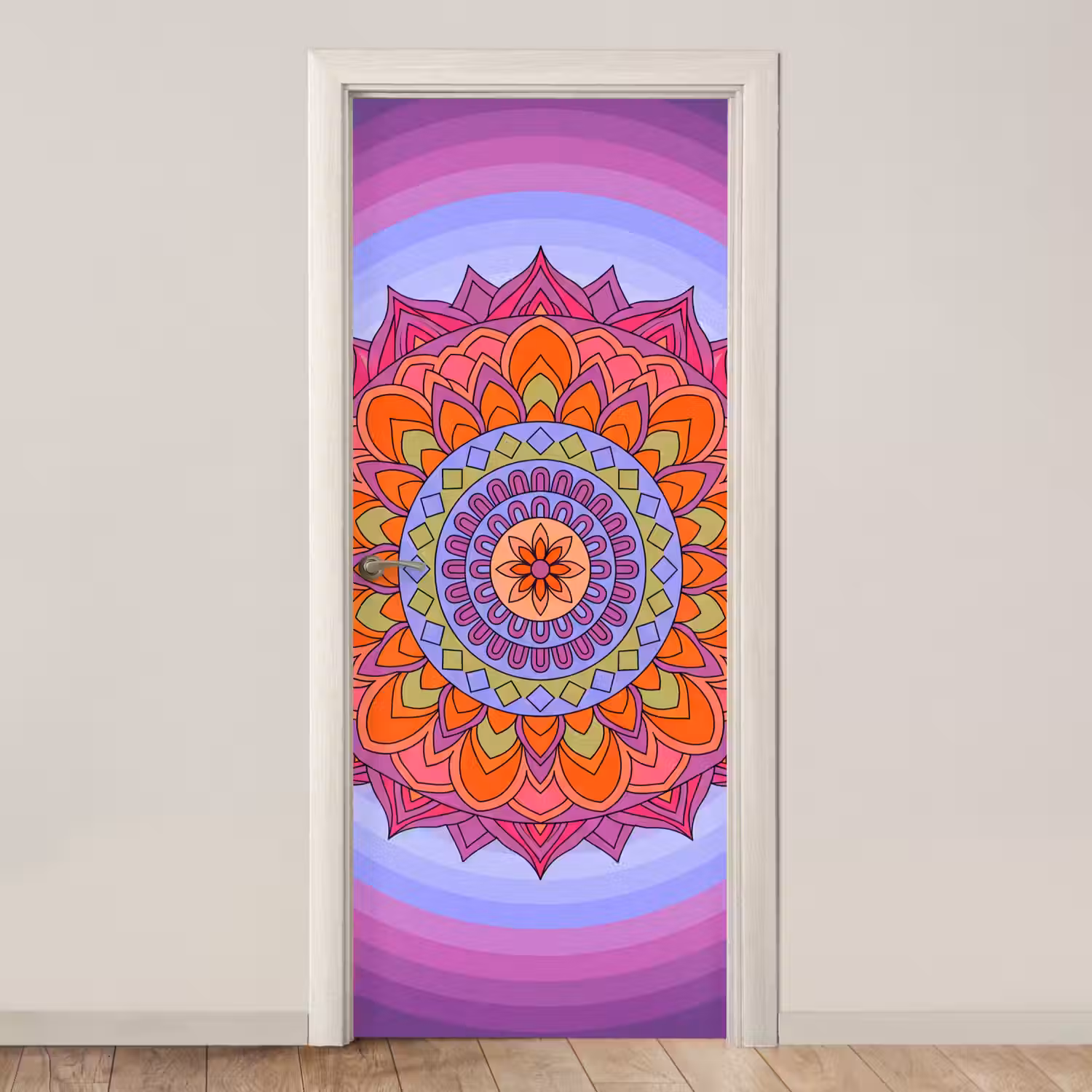 Mandala - Cirkel - Abstract - Kleurrijk - Patroon deurposter klein -3d_beige