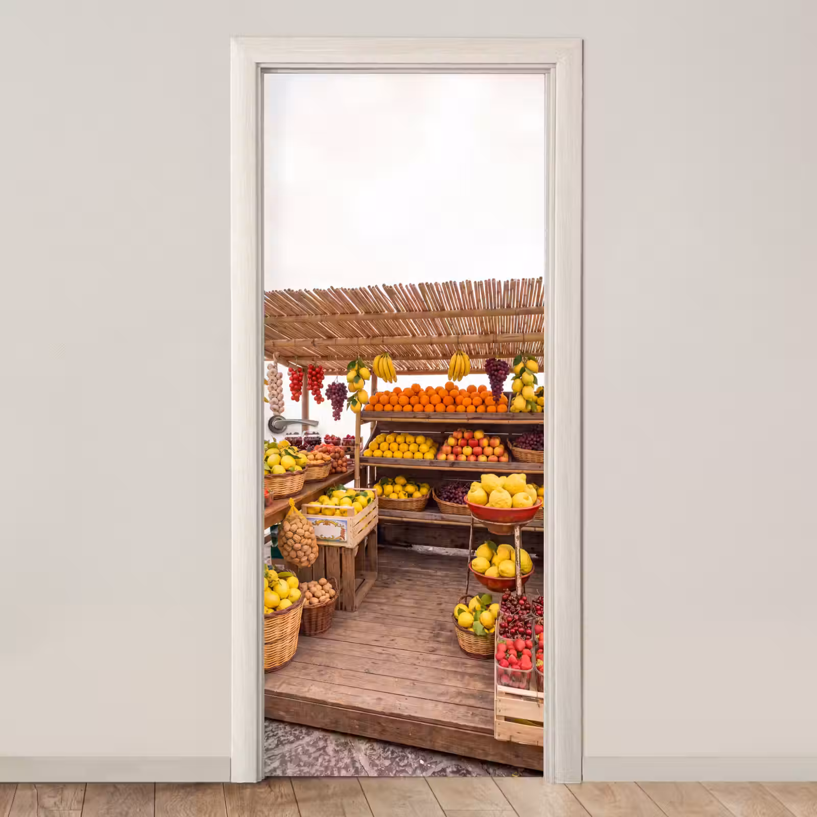 Deursticker - Marktkraam - Fruit - Vers - Marktkraam - Fruit - Vers deurposter klein
