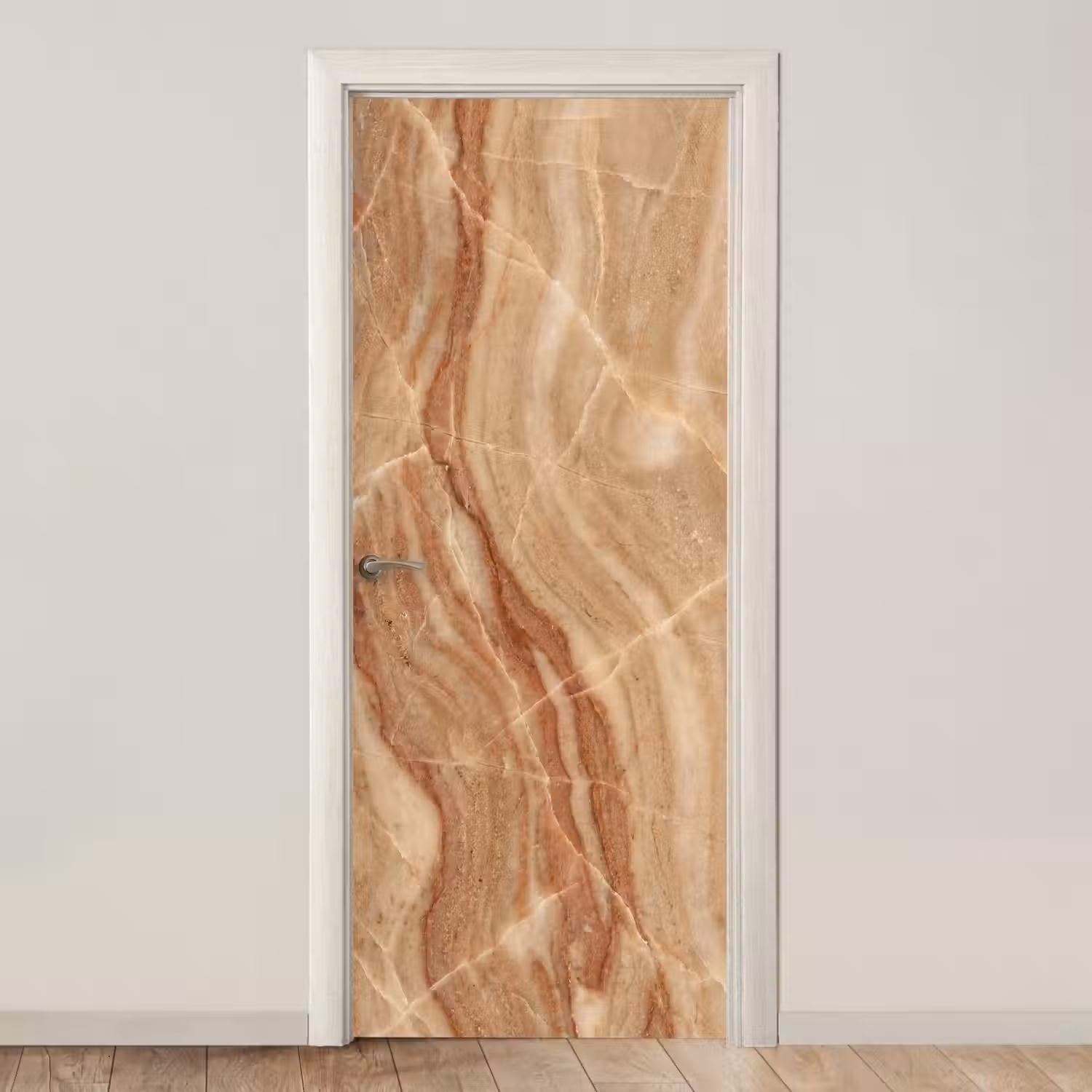 Marmer - Ader - Natuur - Abstract - Beige deurposter klein -3d_beige