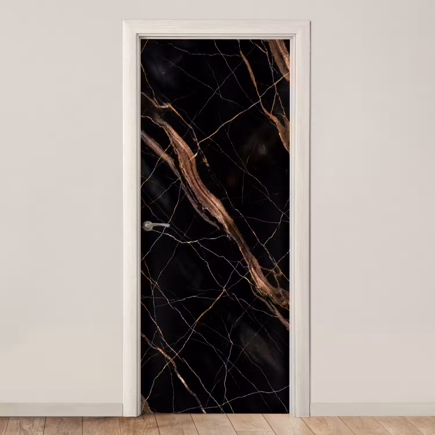 Marmer - Goud - Patroon - Luxe - Zwart deurposter klein -3d_beige