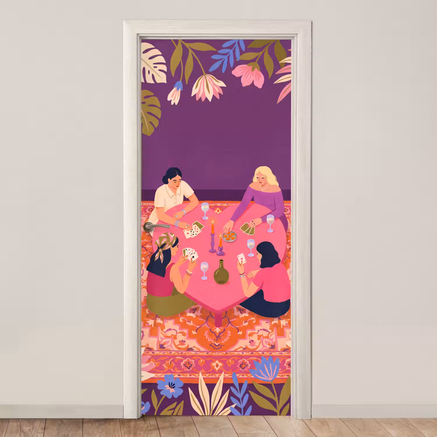 Mensen - Kaartspel - Interieur - Modern - Kleurrijk deurposter klein -3d_beige