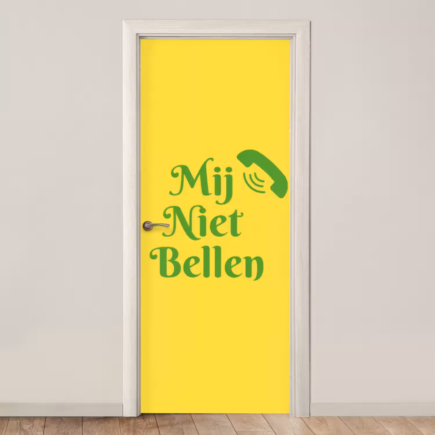 Mij niet bellen - Telefoon - Geel deurposter klein -3d_beige