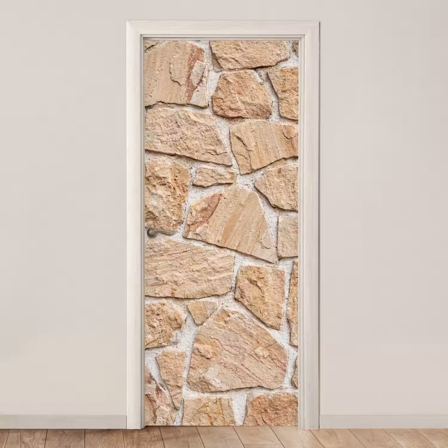 Muur - Steen - Patroon - Rustiek - Beige deurposter klein -3d_beige