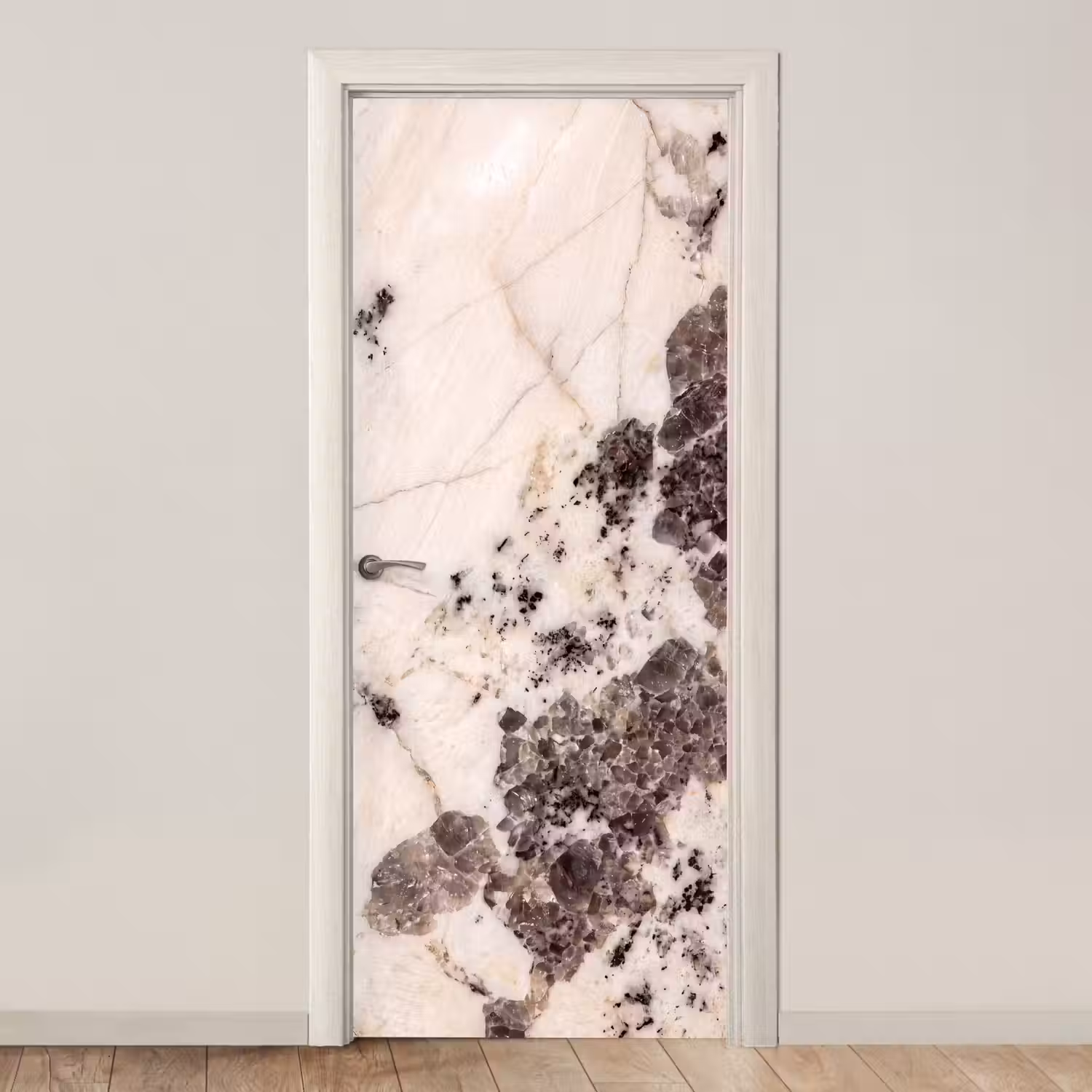 Natuursteen - Patroon - Abstract - Beige - Grijs deurposter klein -3d_beige