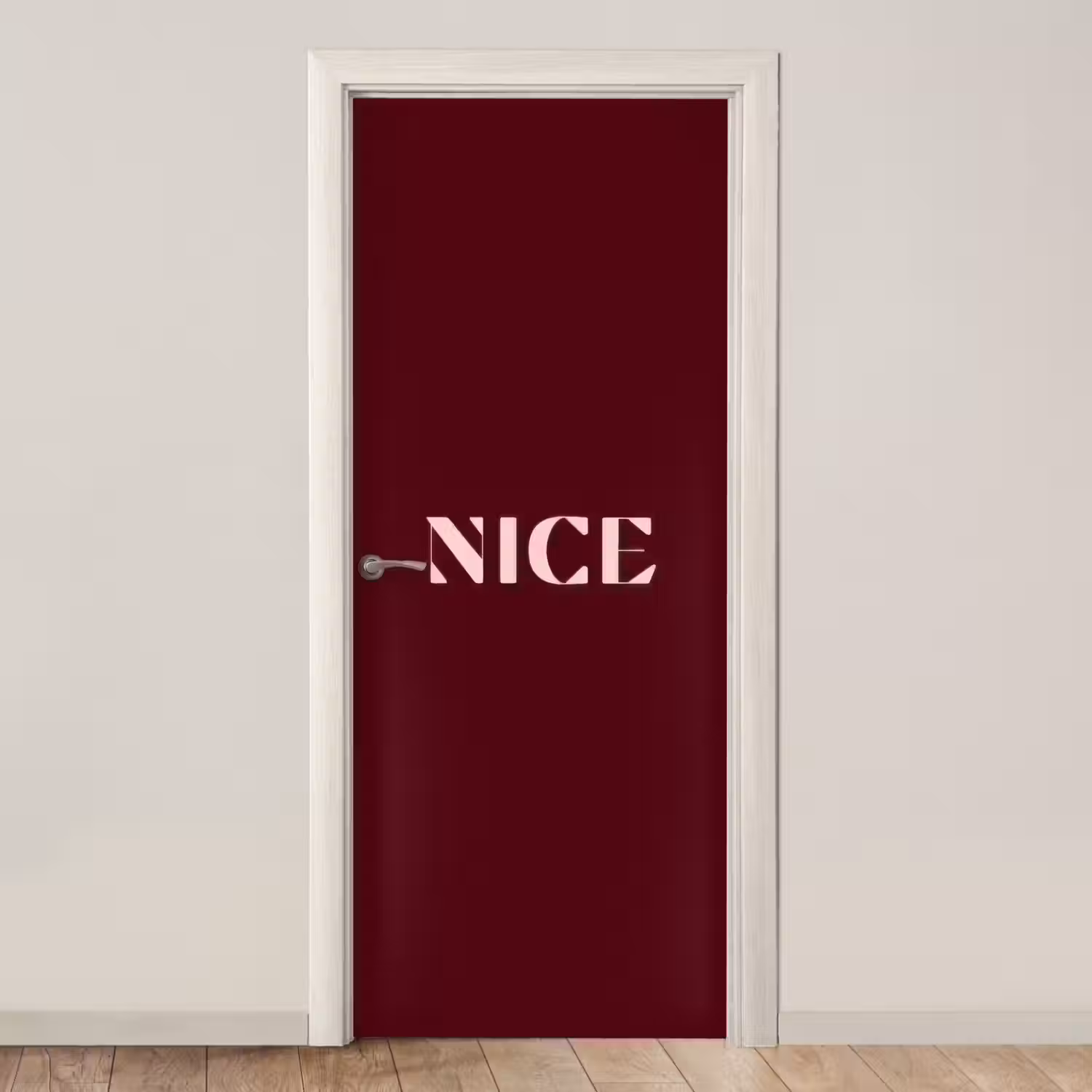 Nice - Bordeaux - Roze deurposter klein -3d_beige