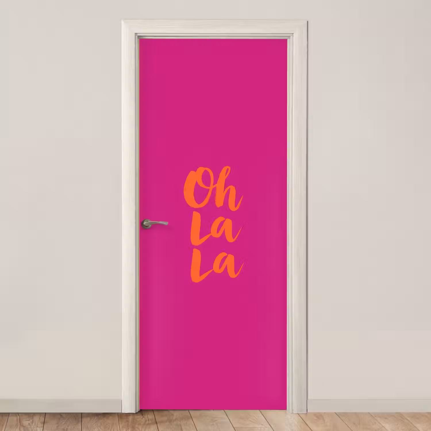 Oh la la - Roze - Oranje - Minimalistisch deurposter klein -3d_beige