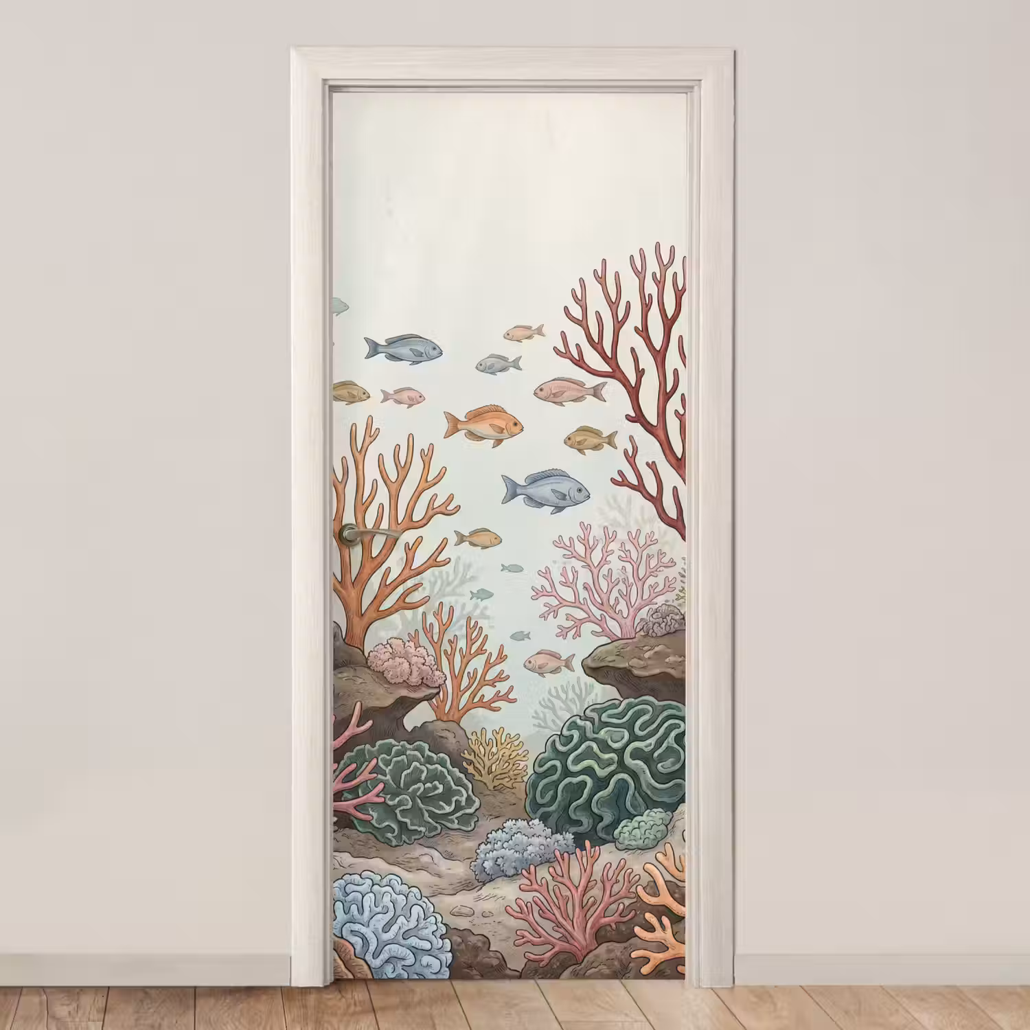 Onderwater - Koraal - Vis - Natuur deurposter klein -3d_beige