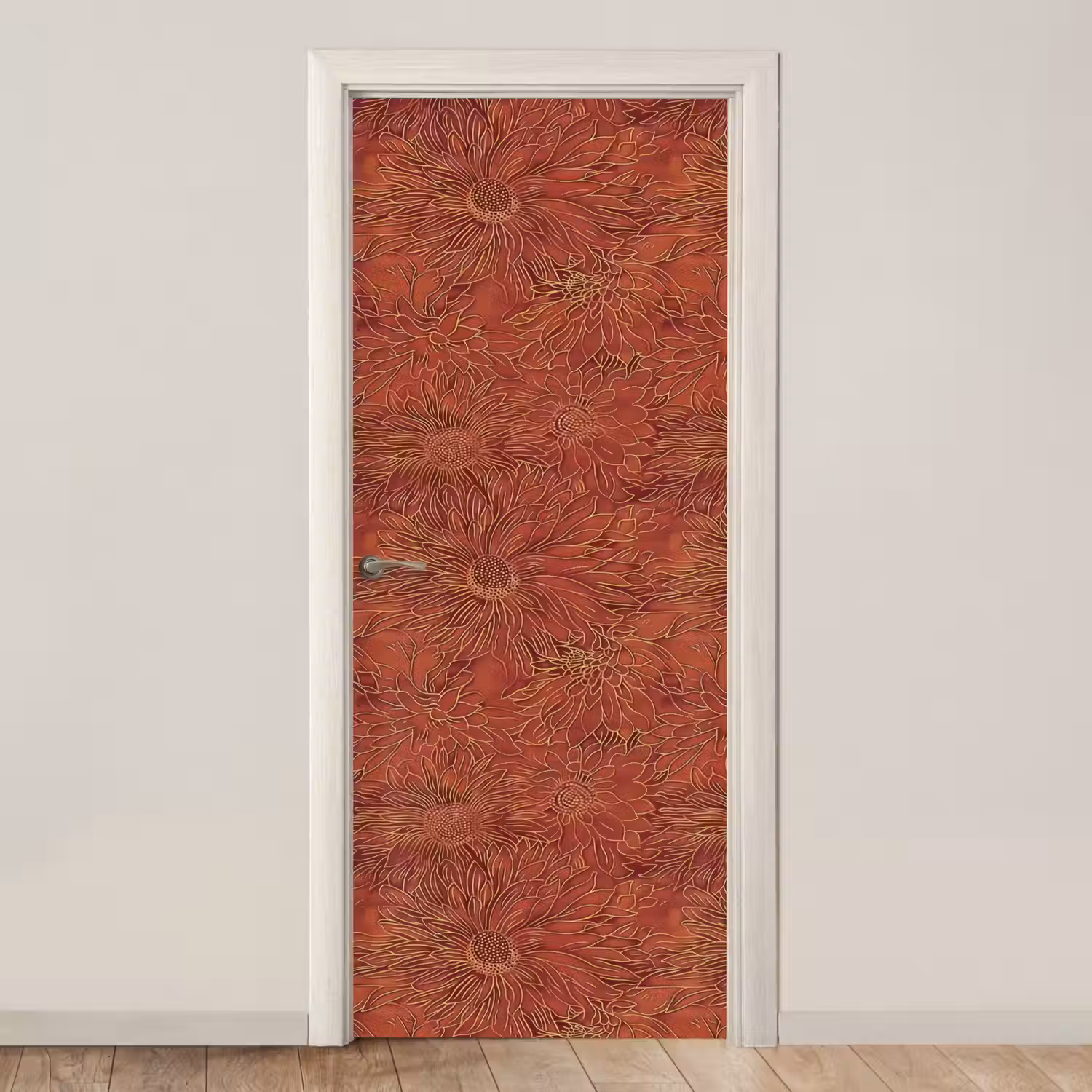 Oosters - Bloemen - Terracotta deurposter klein 289 -3d_beige
