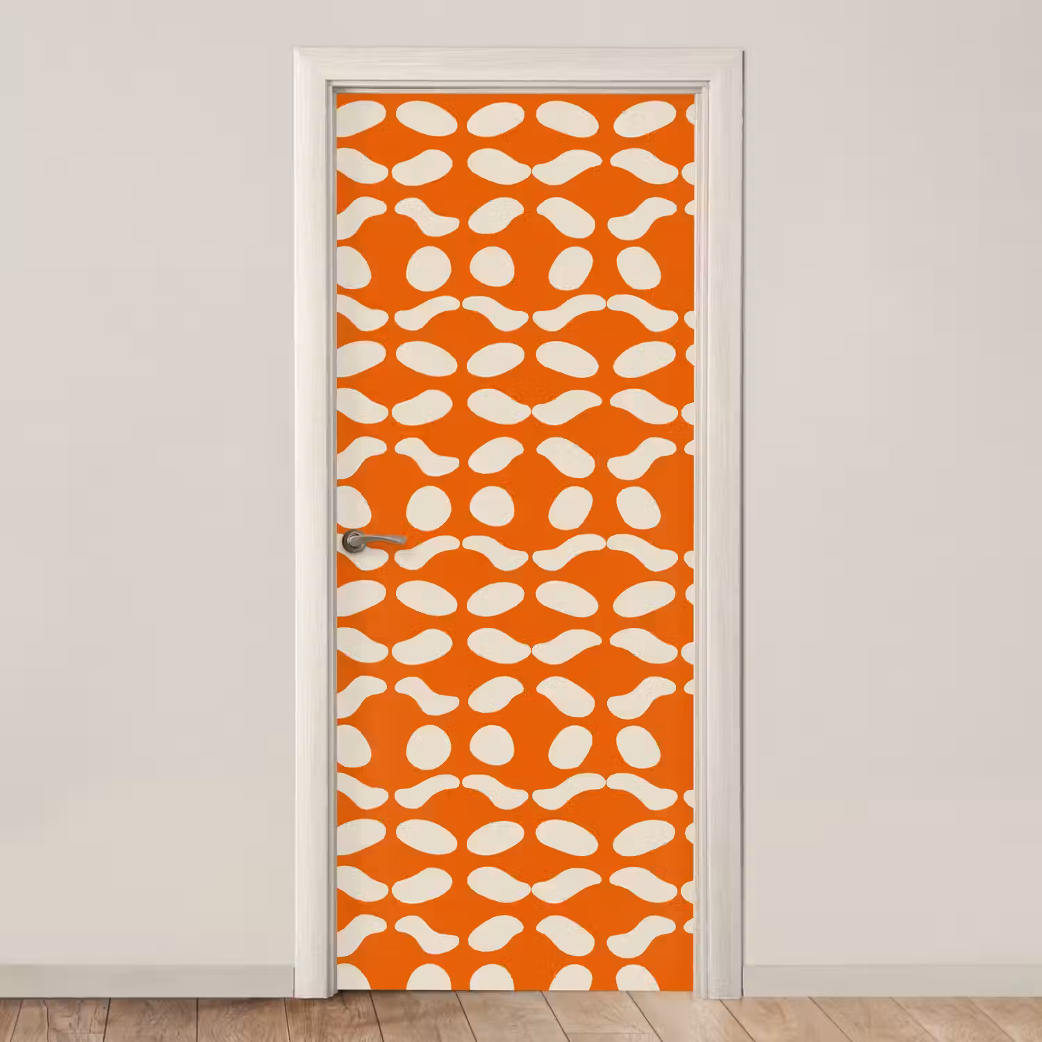 Oranje - Organische vormen - Wit deurposter klein 289 -3d_beige