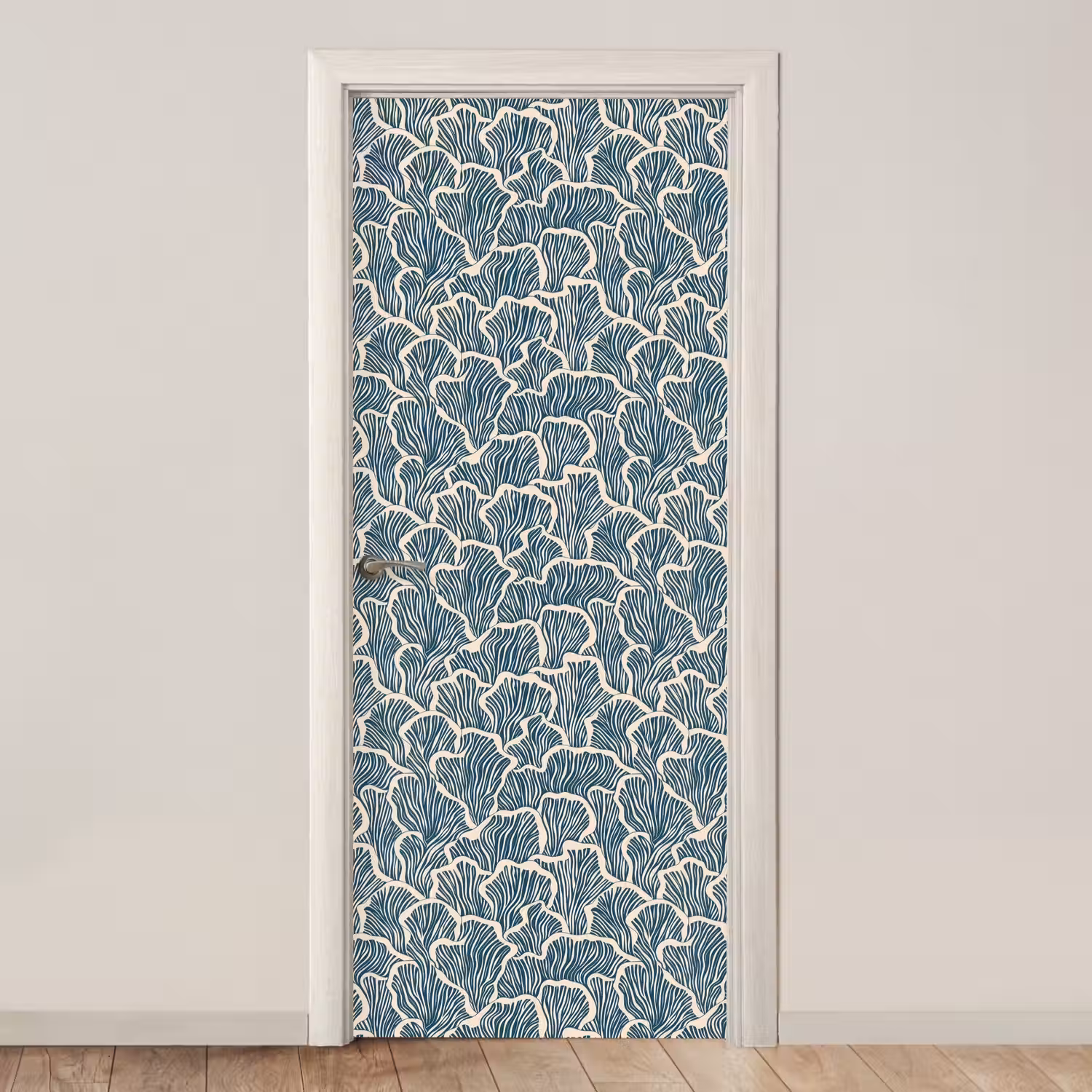 Organisch - Blauw - Crème - Schelpen deurposter klein 289 -3d_beige