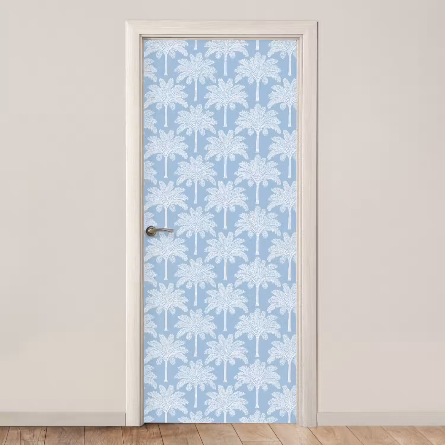 Palmboom - Modern - Blauw deurposter klein 289 -3d_beige